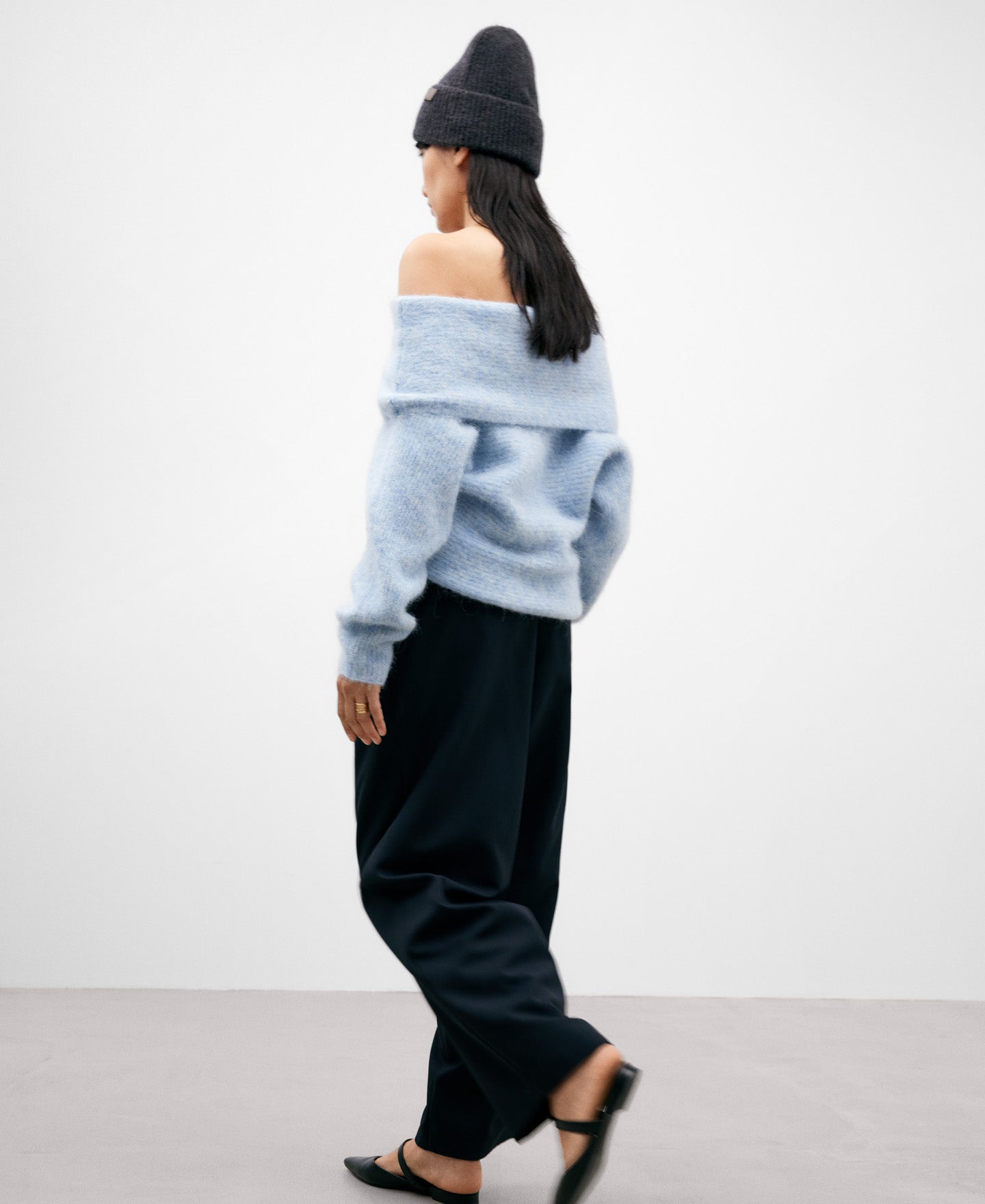 Light Blue Knitted Sweater In Alpaca Fabric