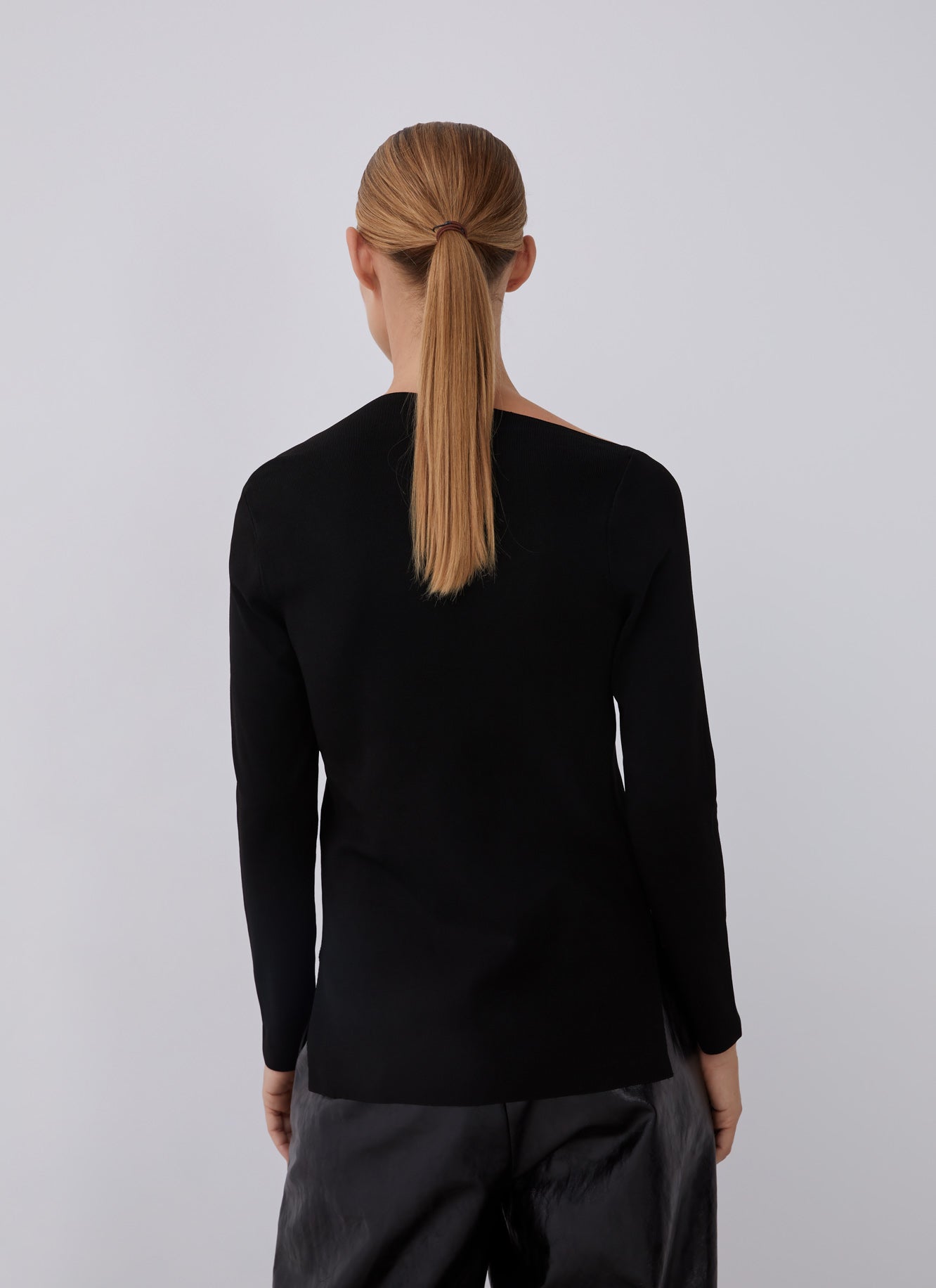 Black Asymmetrical Neckline Sweater
