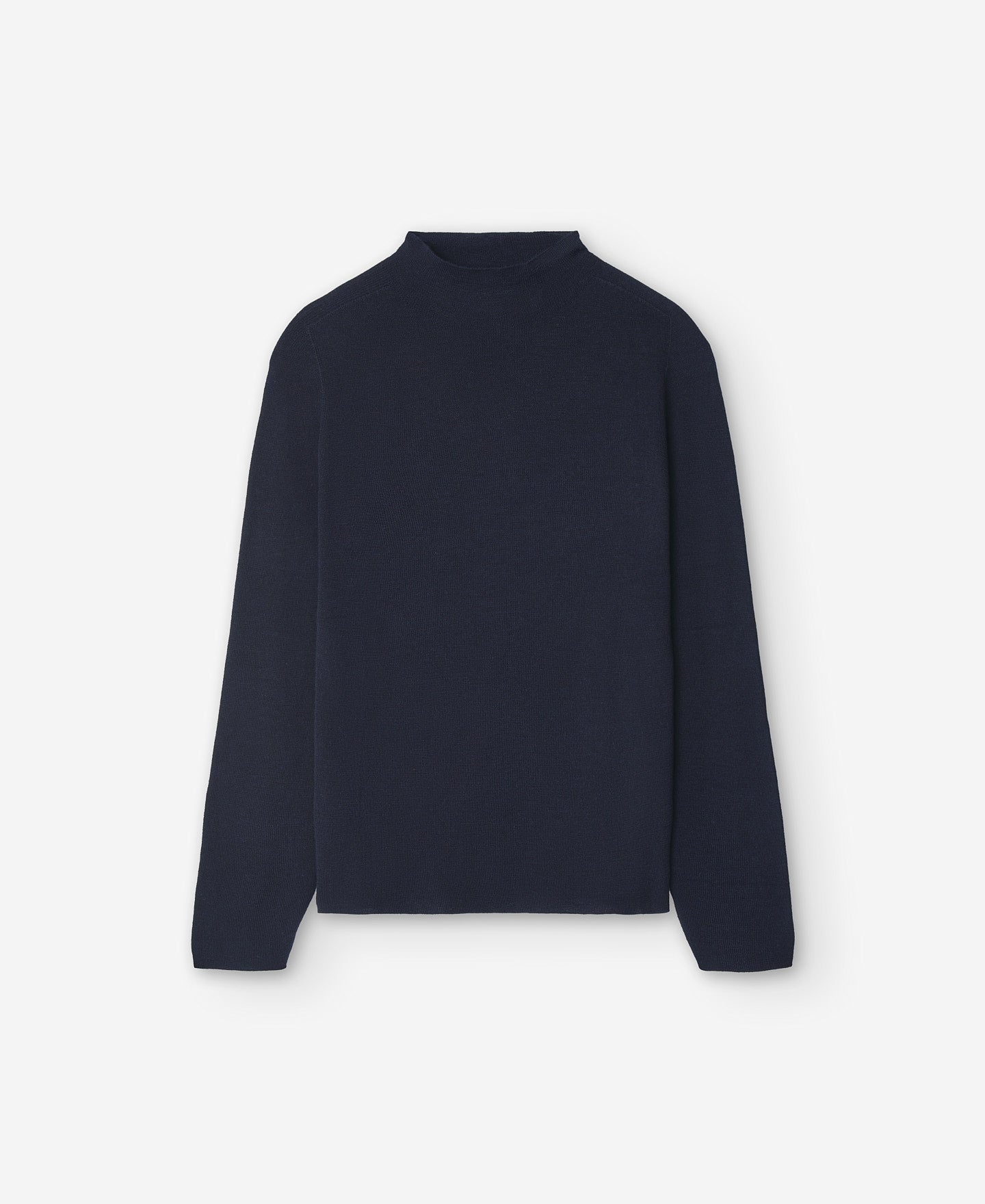 Navy Blue Merino Wool Ribbed Sweater For Women