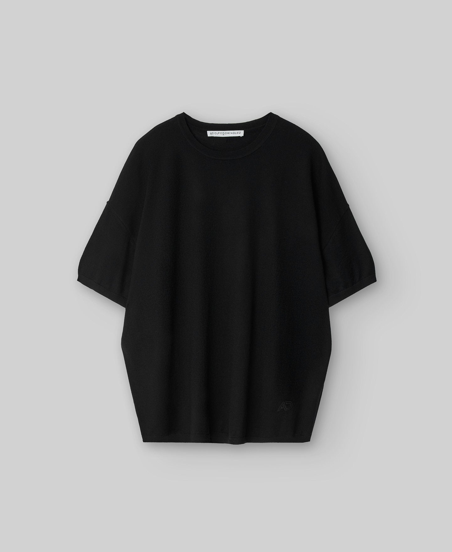Merino wool short sleeve sweater woman in black
