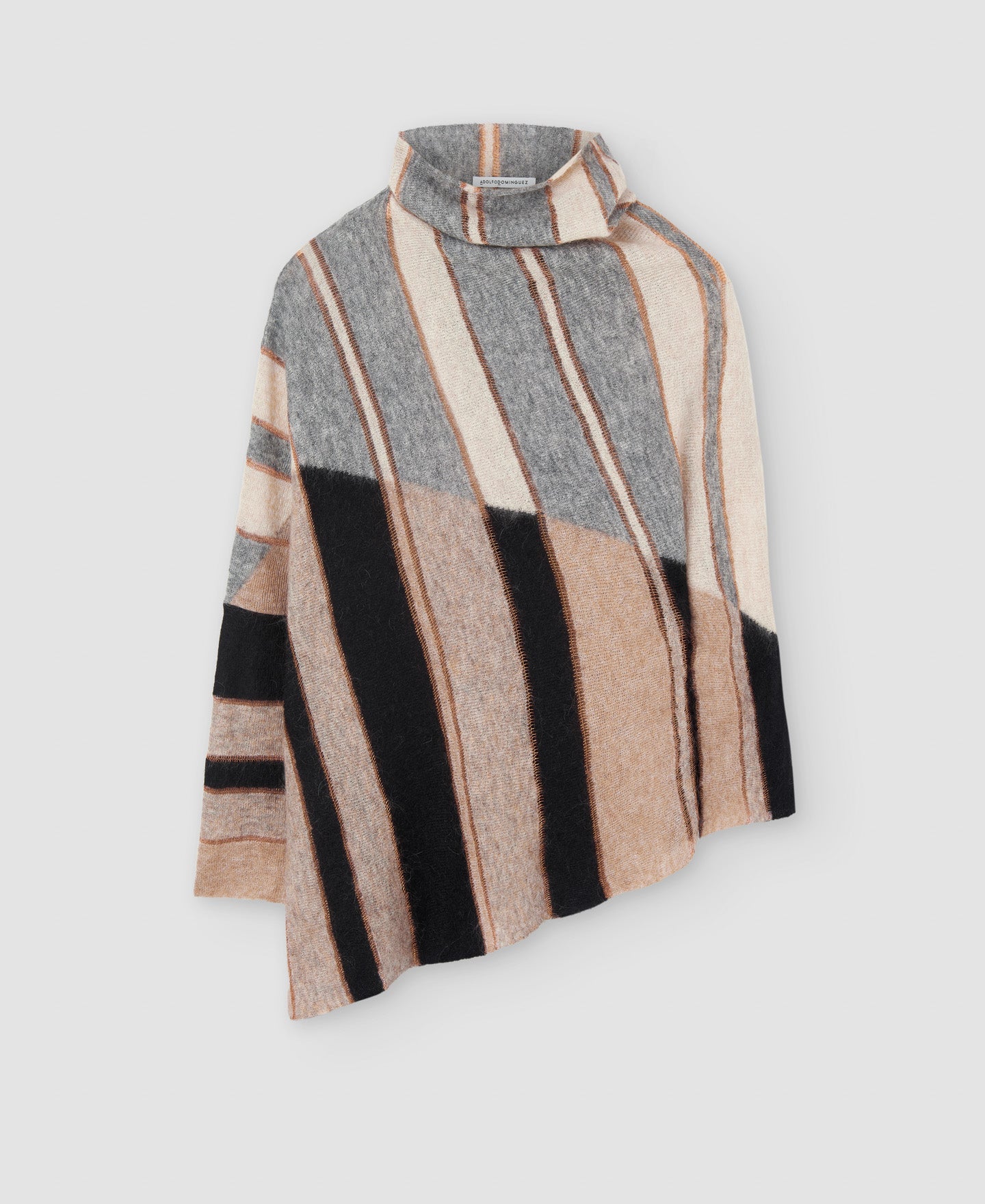 Black Stripe Mohair Fabric Intarsia Sweater