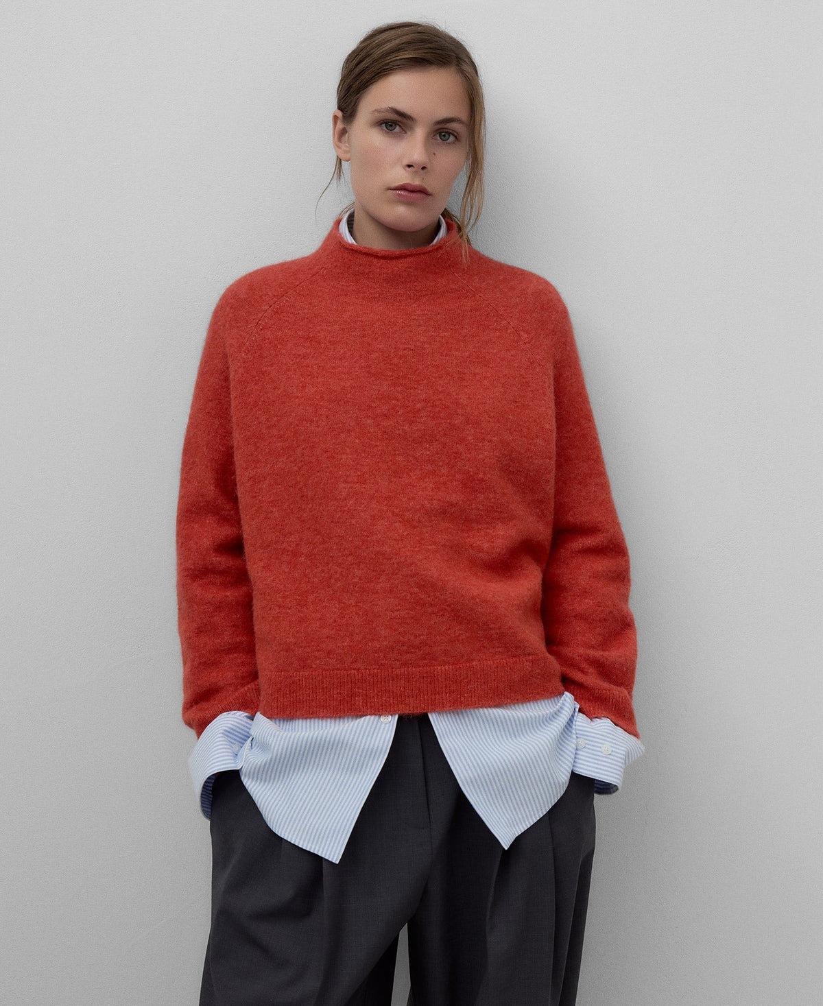 Alpaca Blend Knit Sweater in Dark Orange