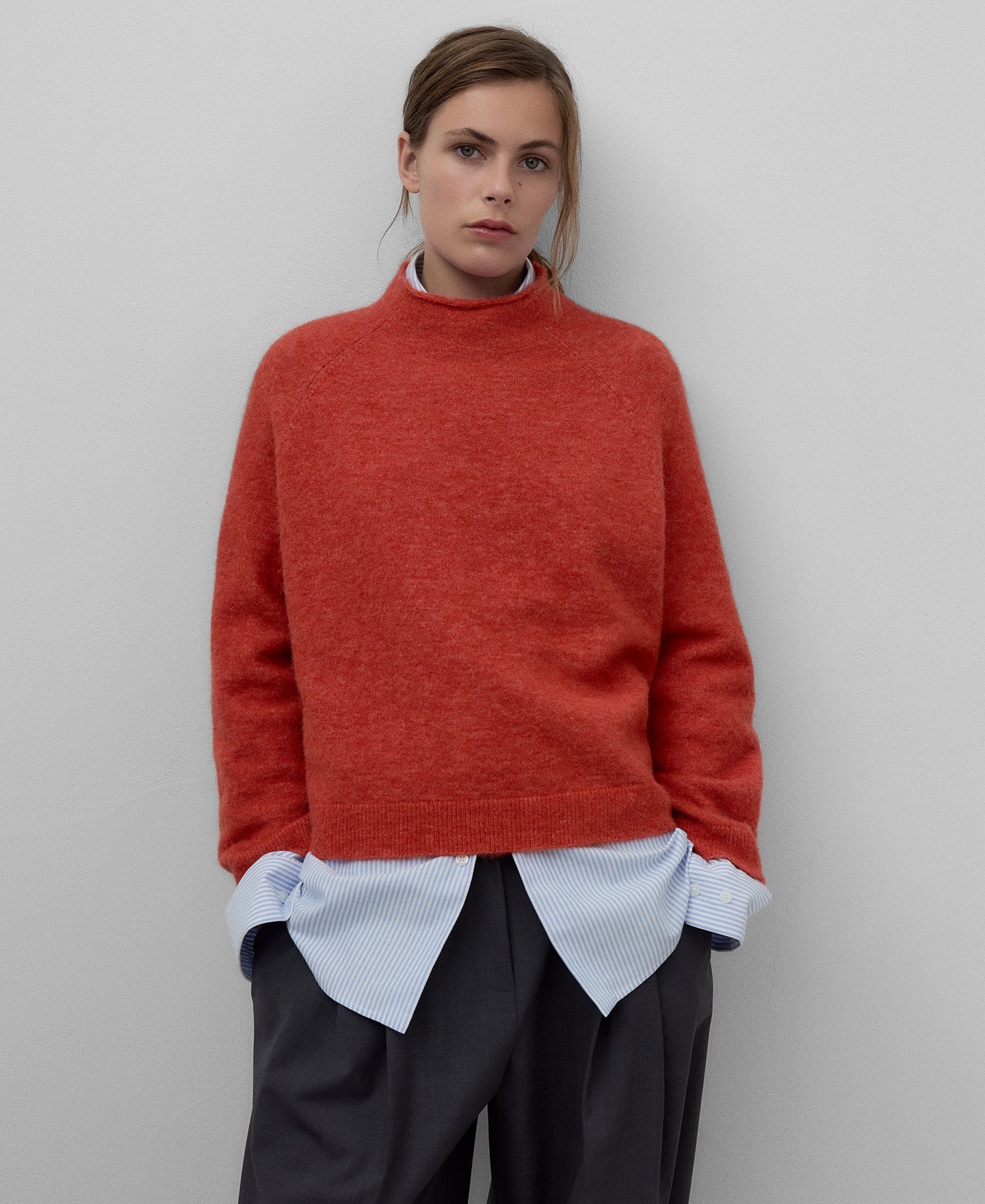 Alpaca Blend Knit Sweater in Dark Orange