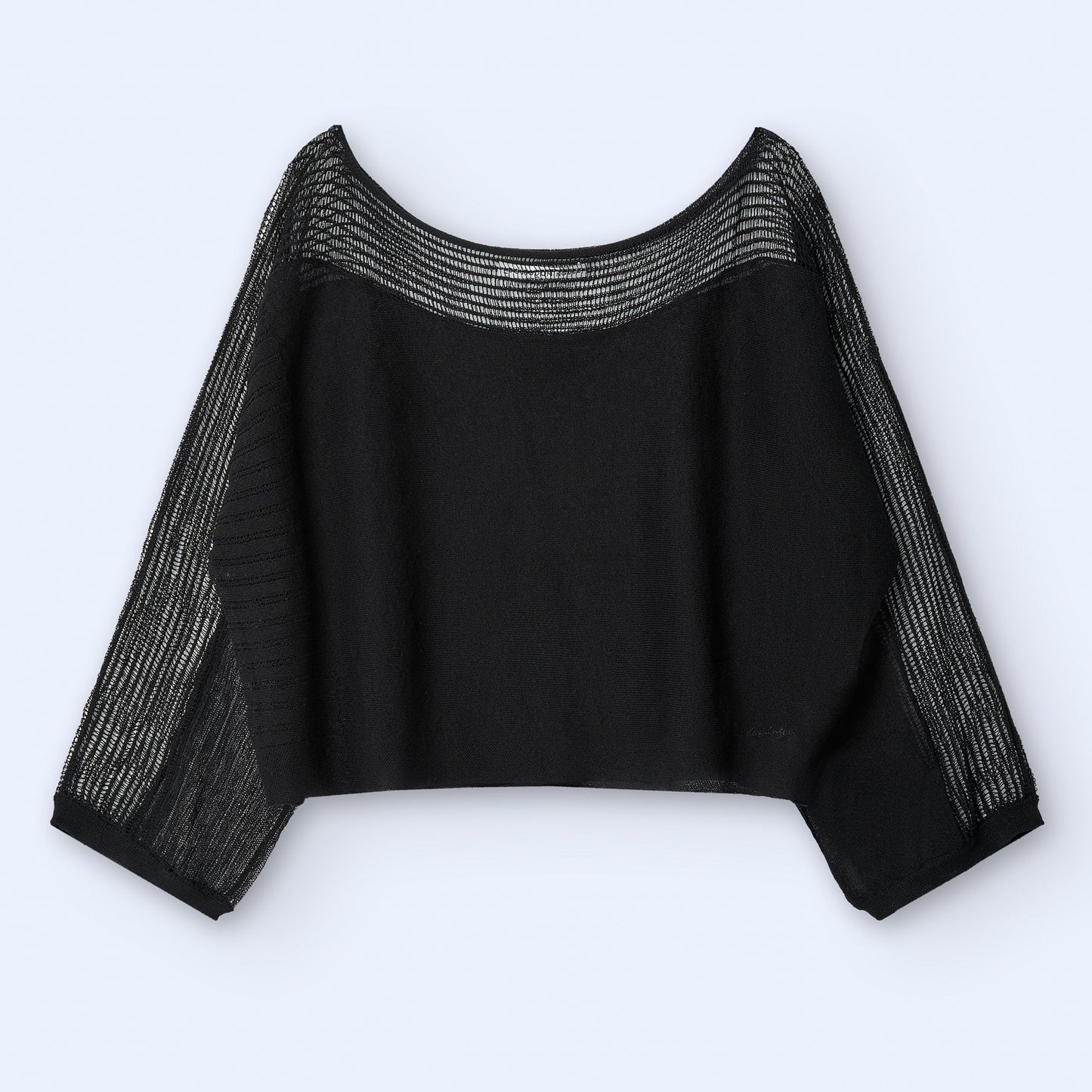 Black Lace Knit Short Sweater