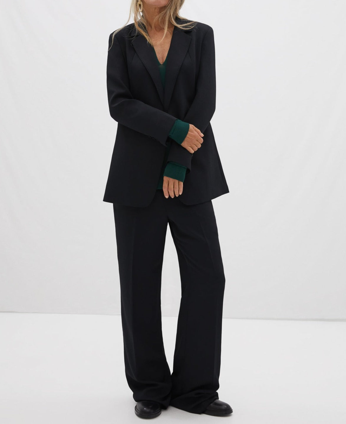 Green V-Neck Sweater In Merino Wool