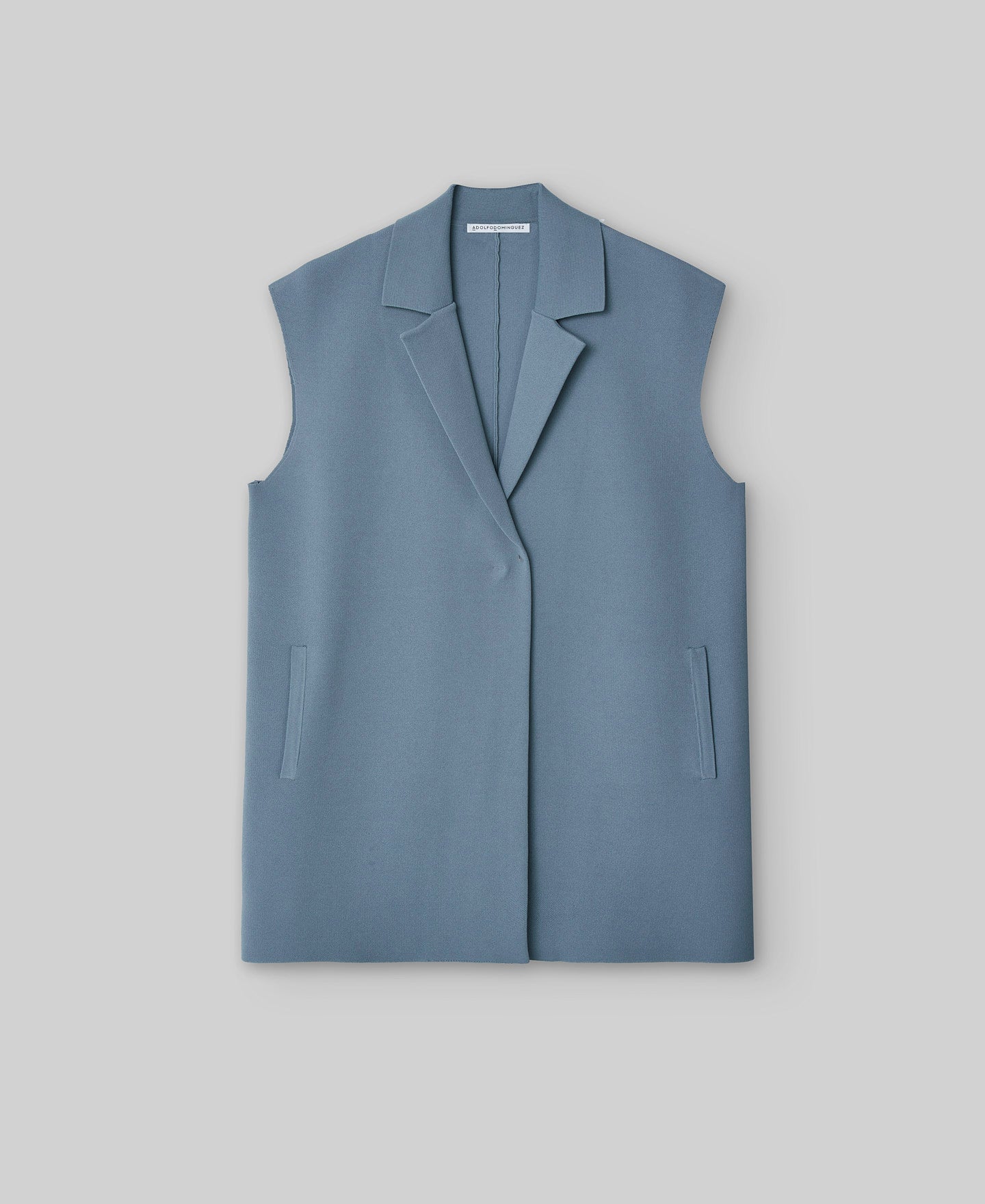 Knit lapel vest woman in grey/blue