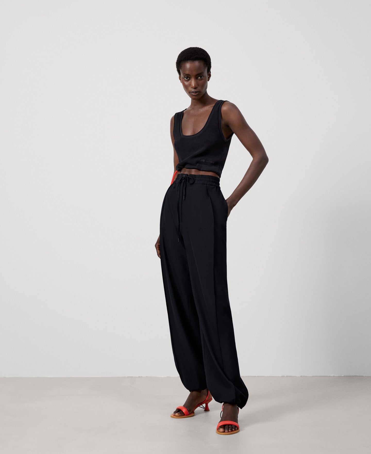 Black Viscose And Nylon Knitted Top