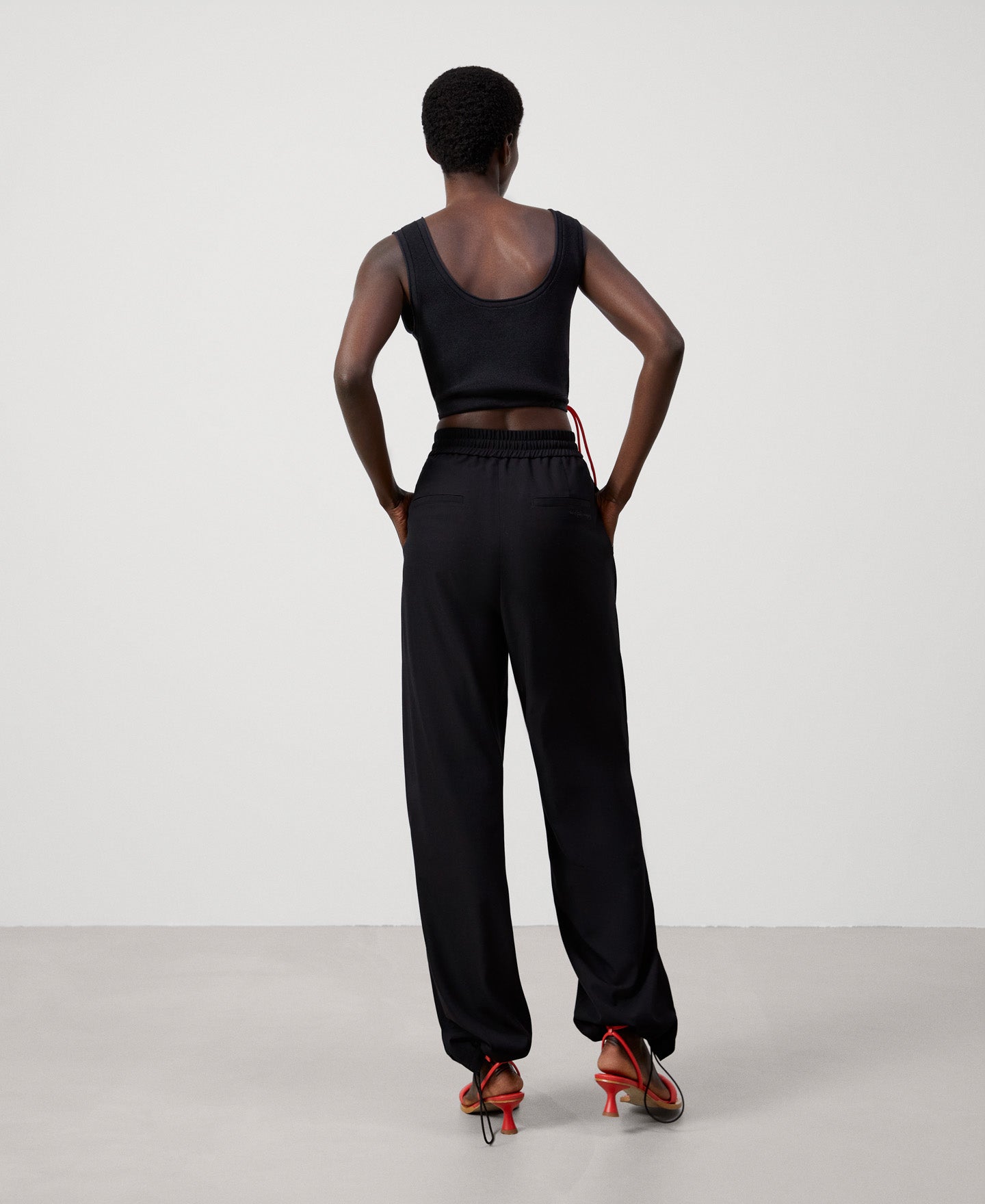 Black Viscose And Nylon Knitted Top