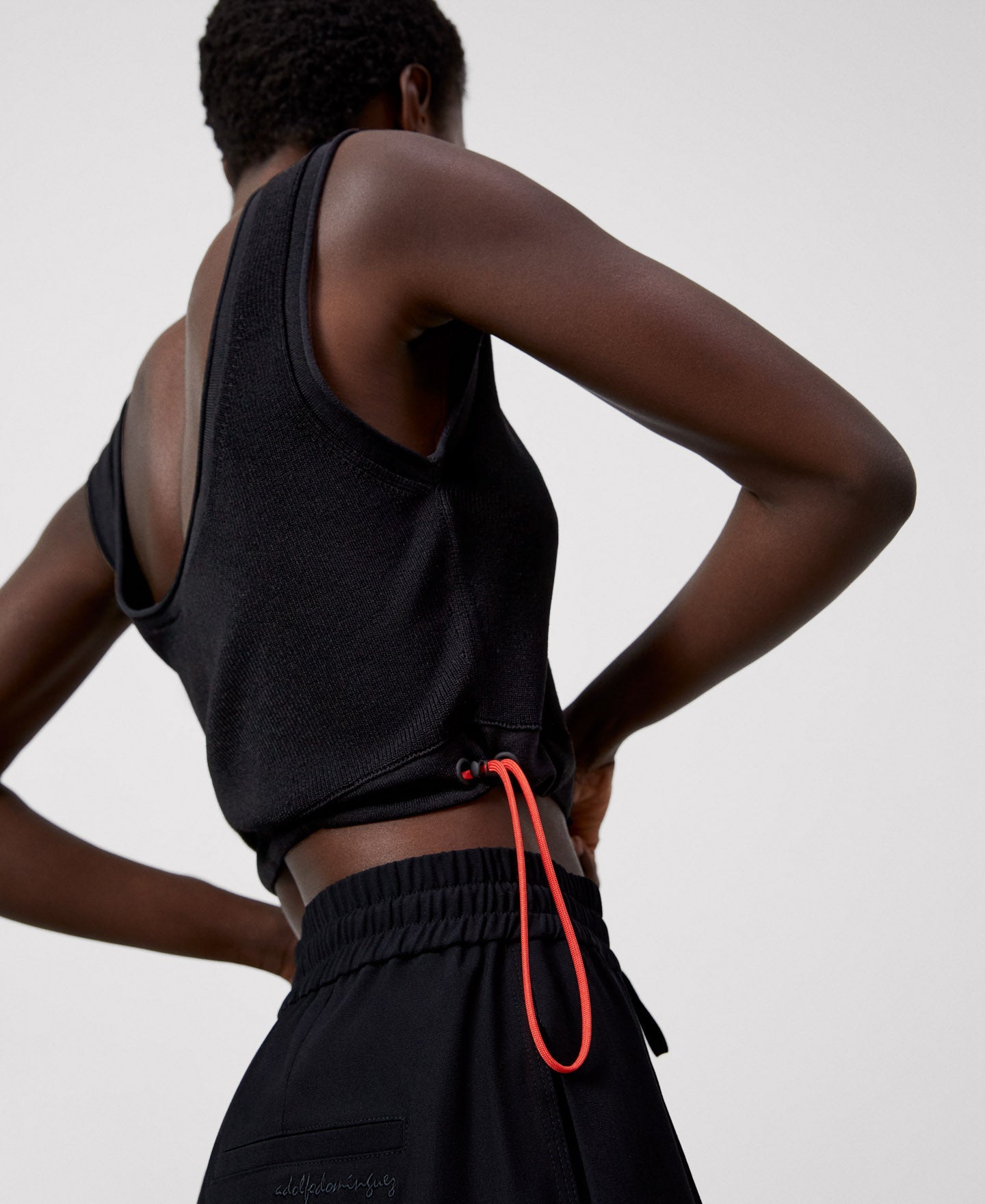 Black Viscose And Nylon Knitted Top