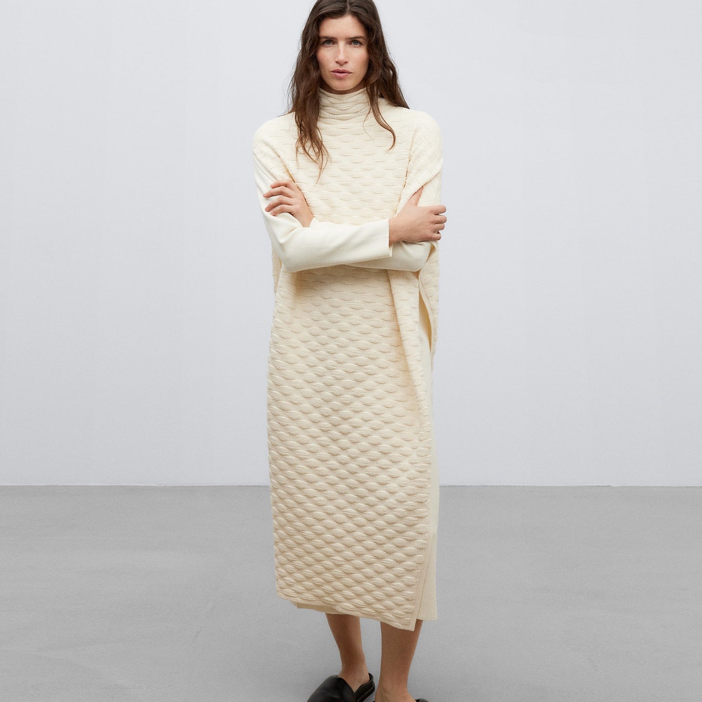 Light Cream Cotton Basket Weave Cape
