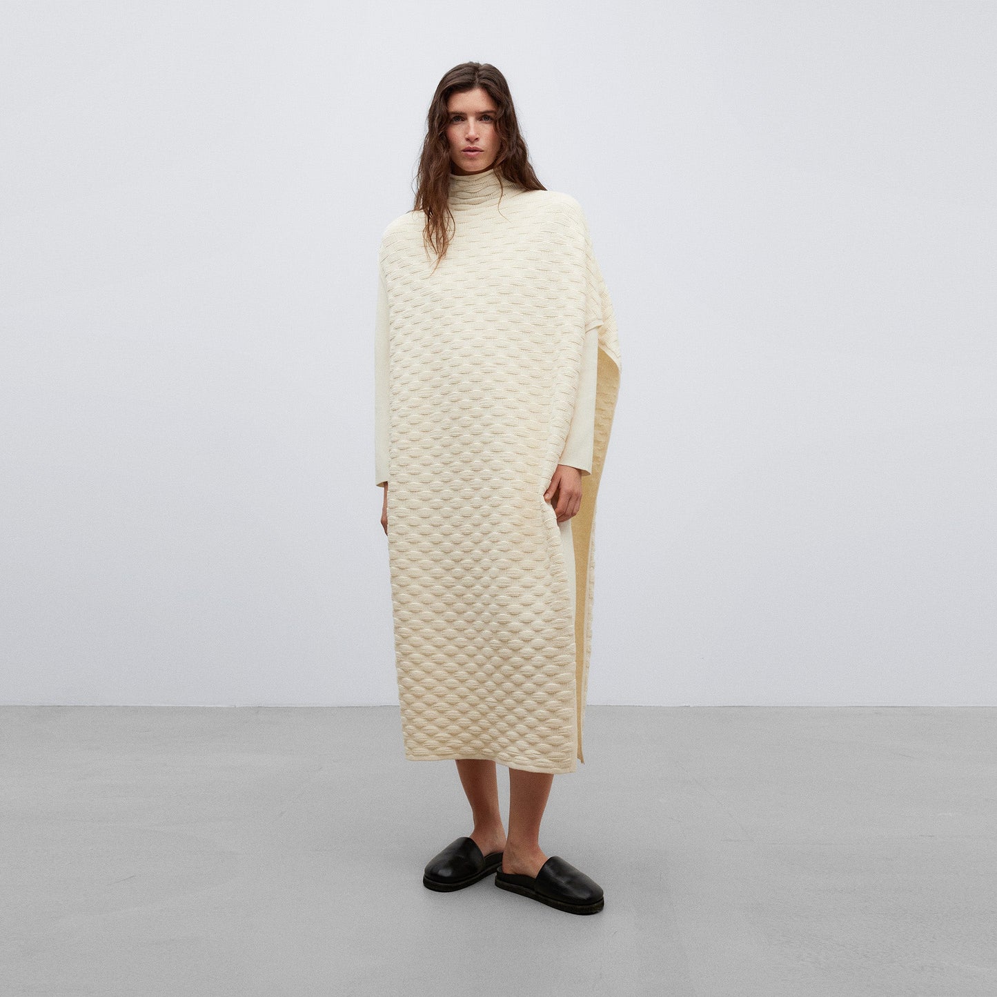 Light Cream Cotton Basket Weave Cape