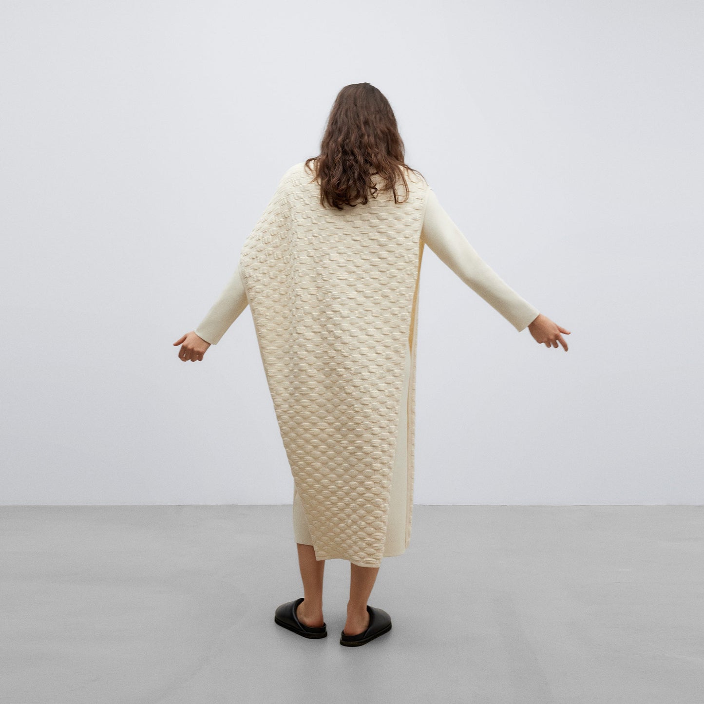 Light Cream Cotton Basket Weave Cape