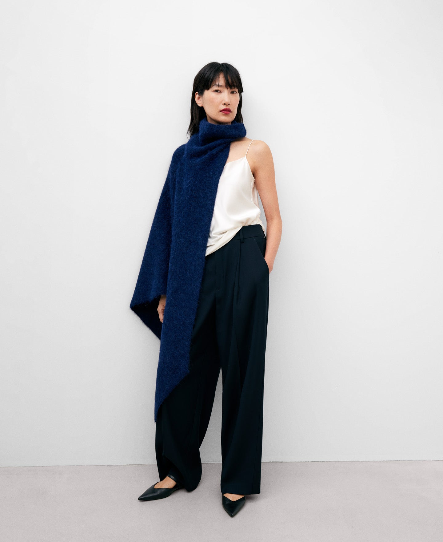 Collared Scarf In Alpaca Fabric