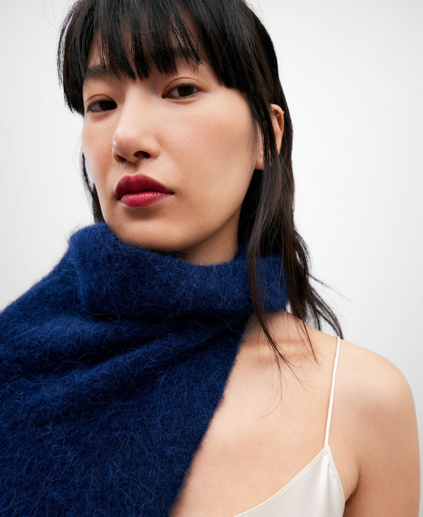 Collared Scarf In Alpaca Fabric