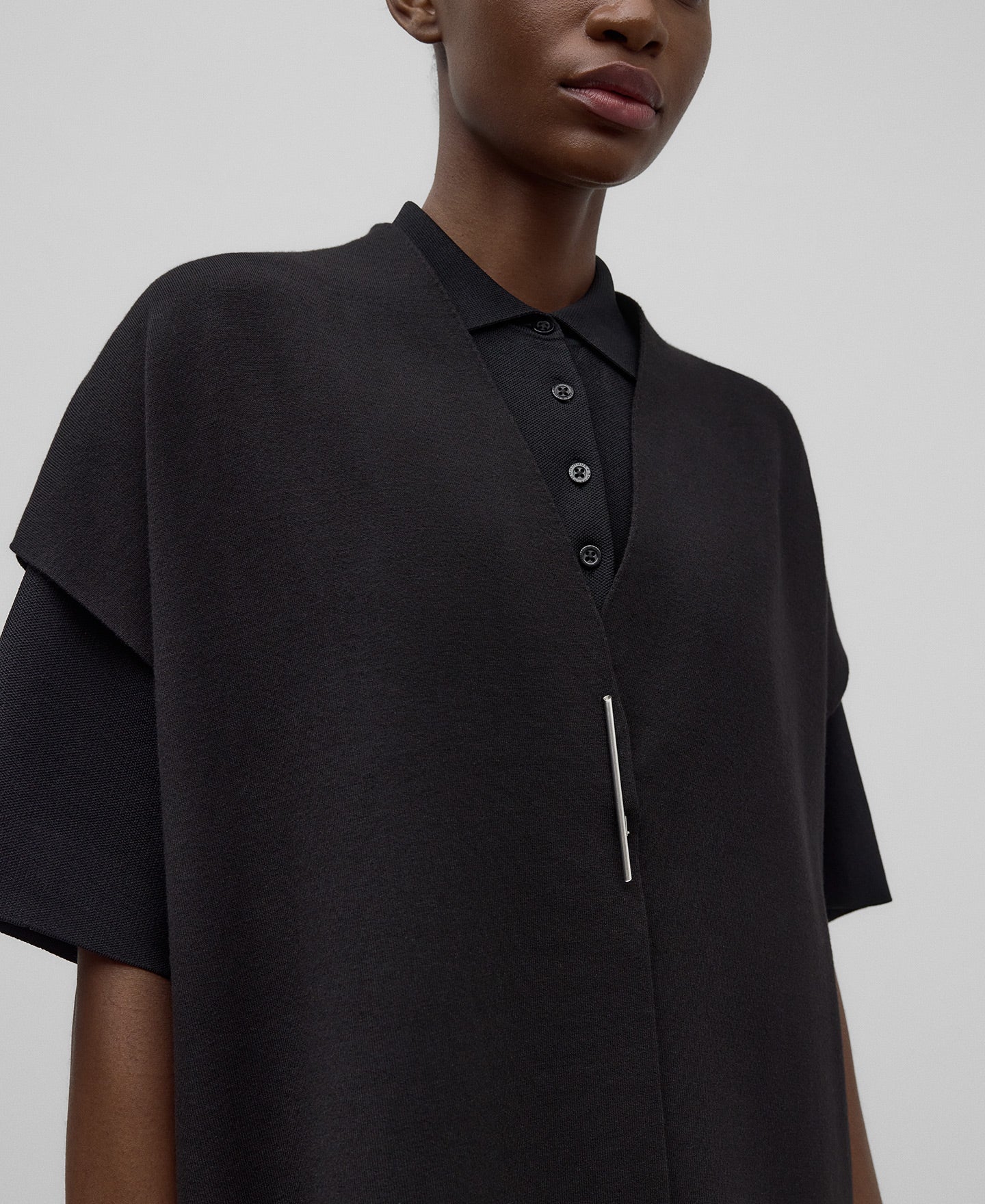 Black Knit Long Vest For Women