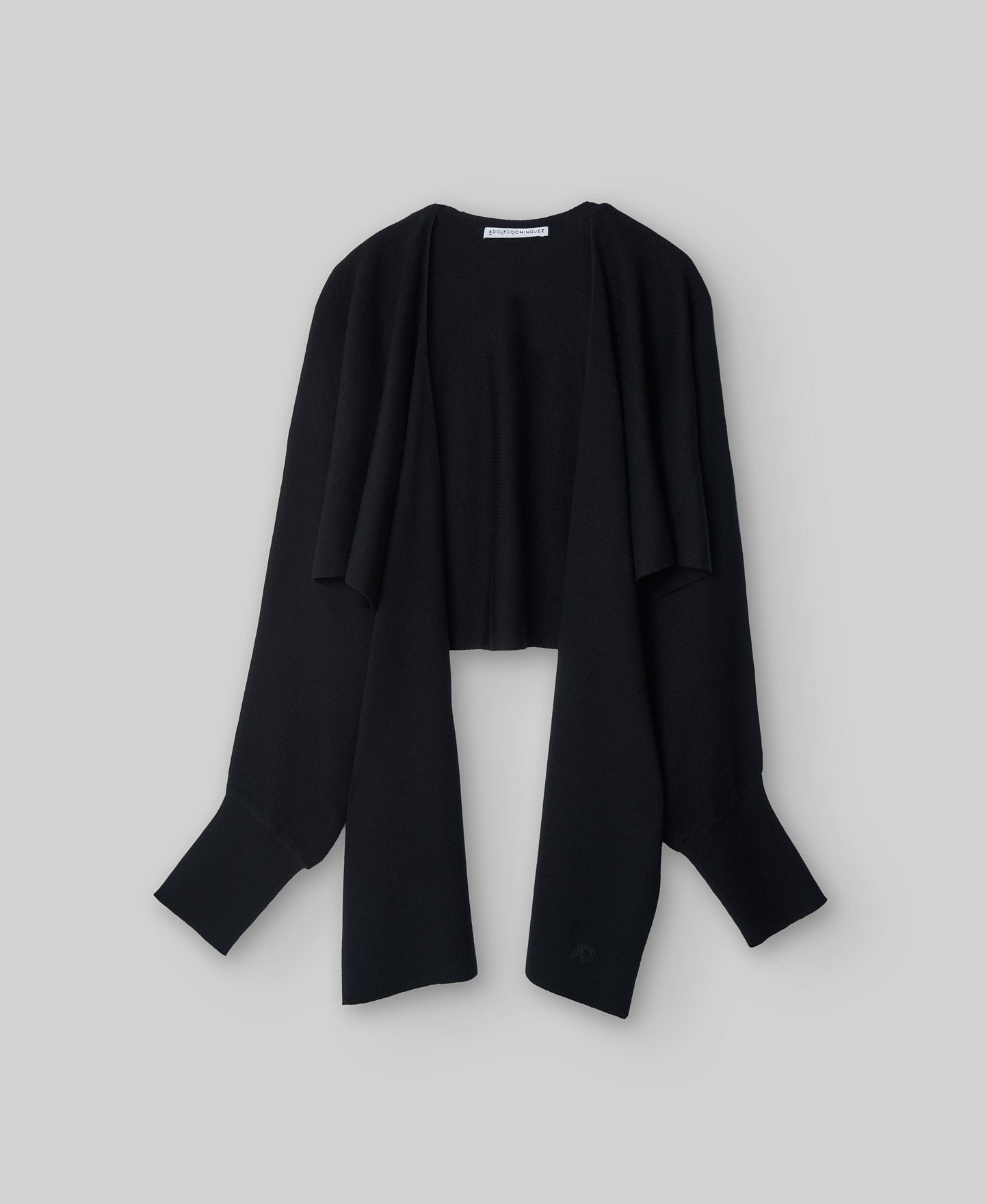 Merino wool jacket with scarf woman in black