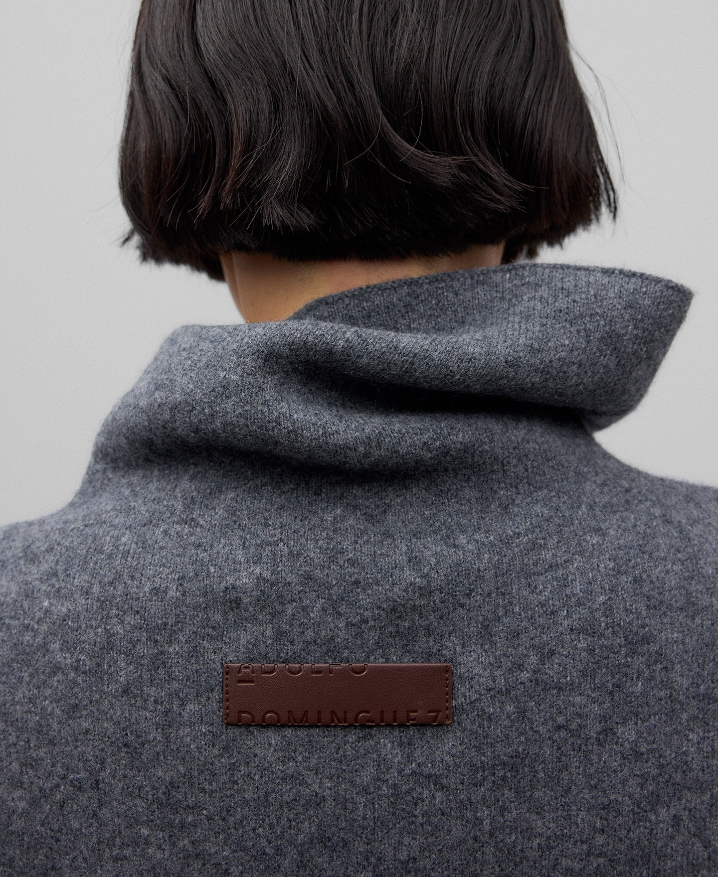 Grey asymmetrical wool cape woman in grey melange