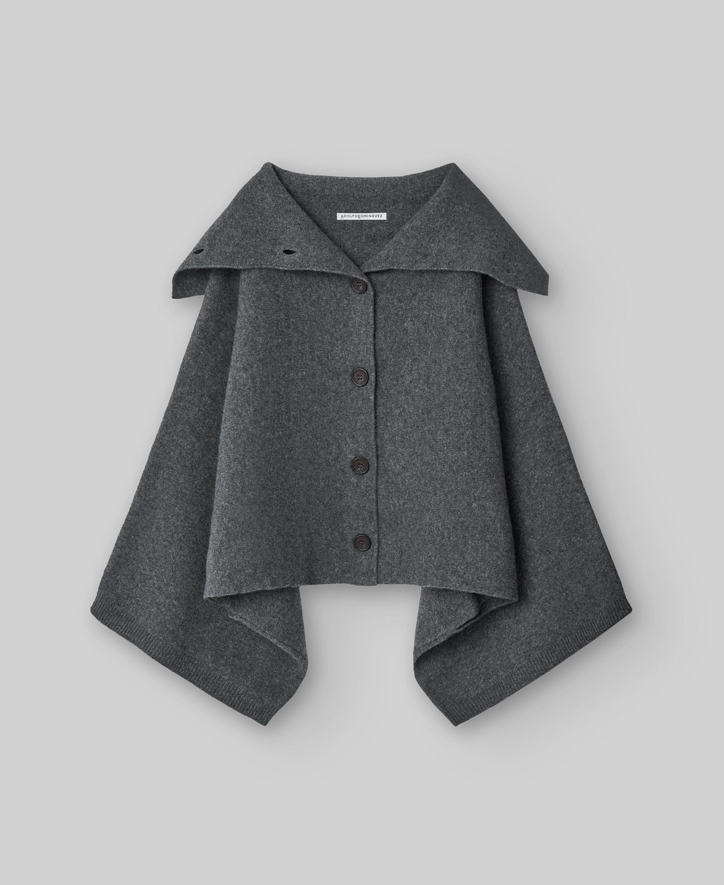 Short melange grey wool cape woman in grey melange