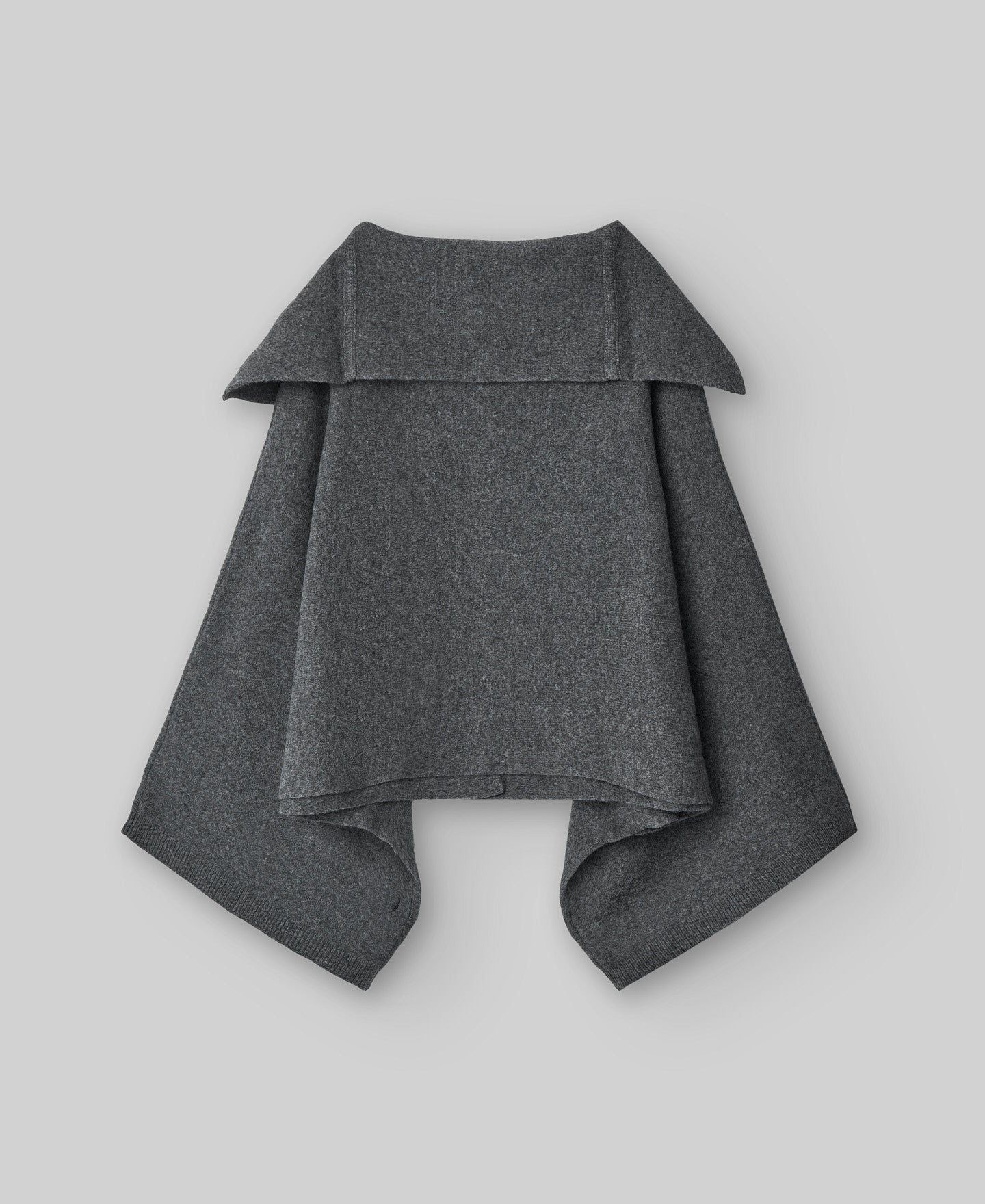 Short melange grey wool cape woman in grey melange