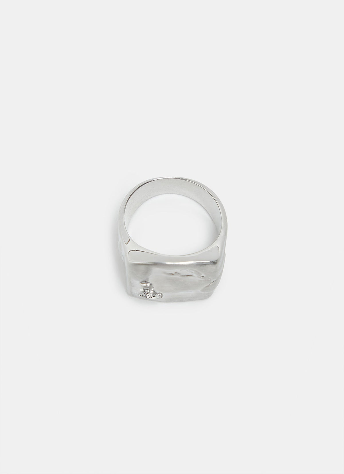 Silver Seal Ring With Engraved Flower