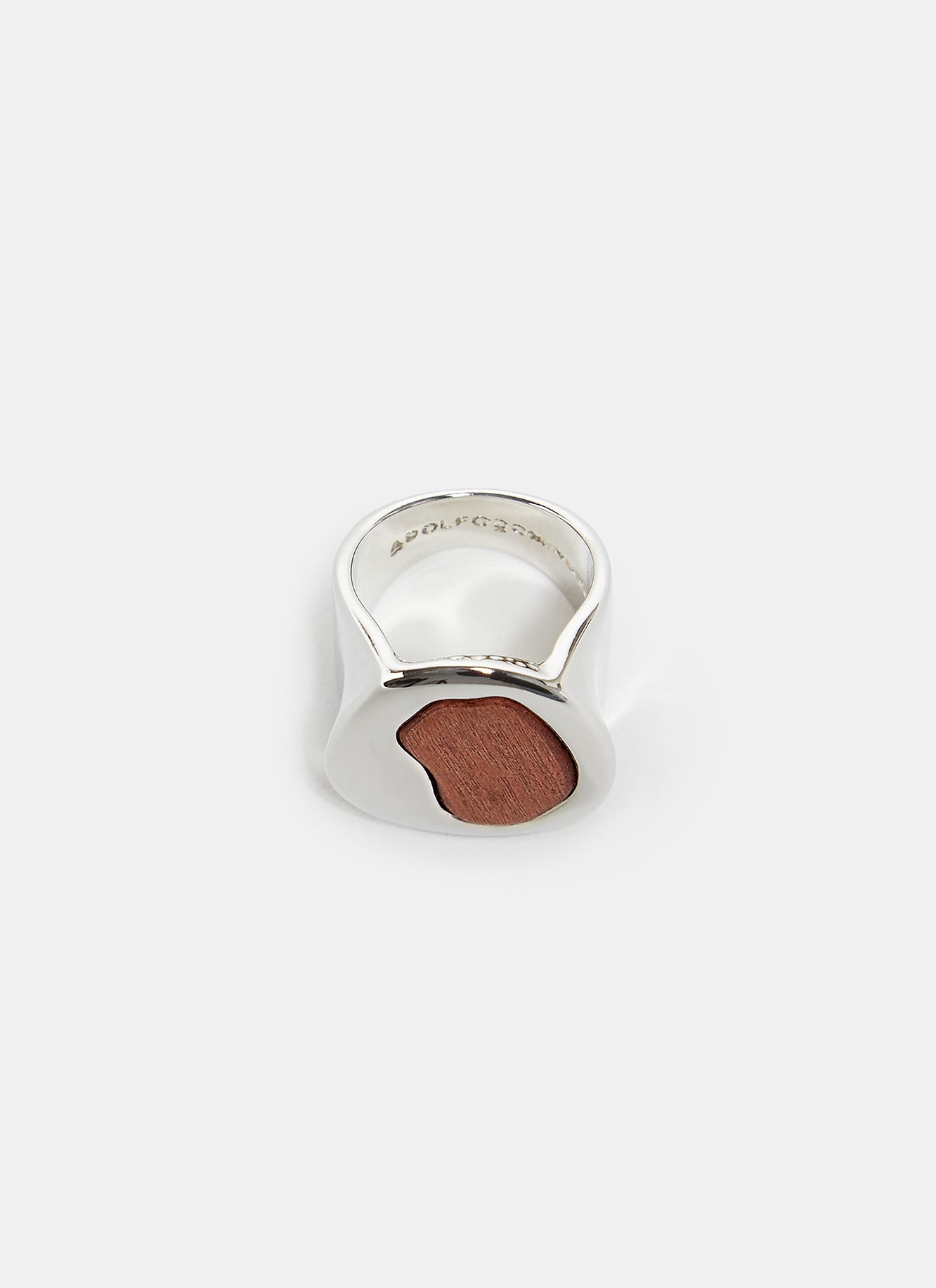Silver Ring With Wooden Shape