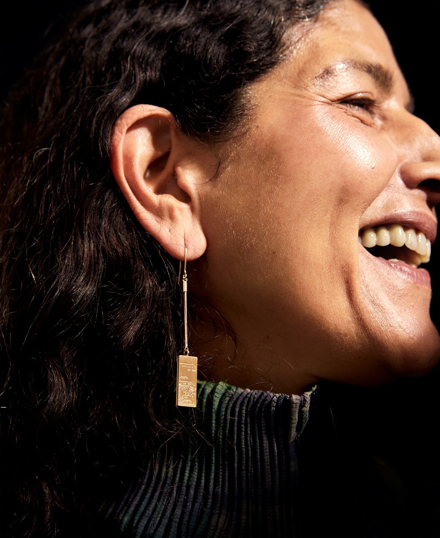 Gold Author's Engraved Dangling Earrings