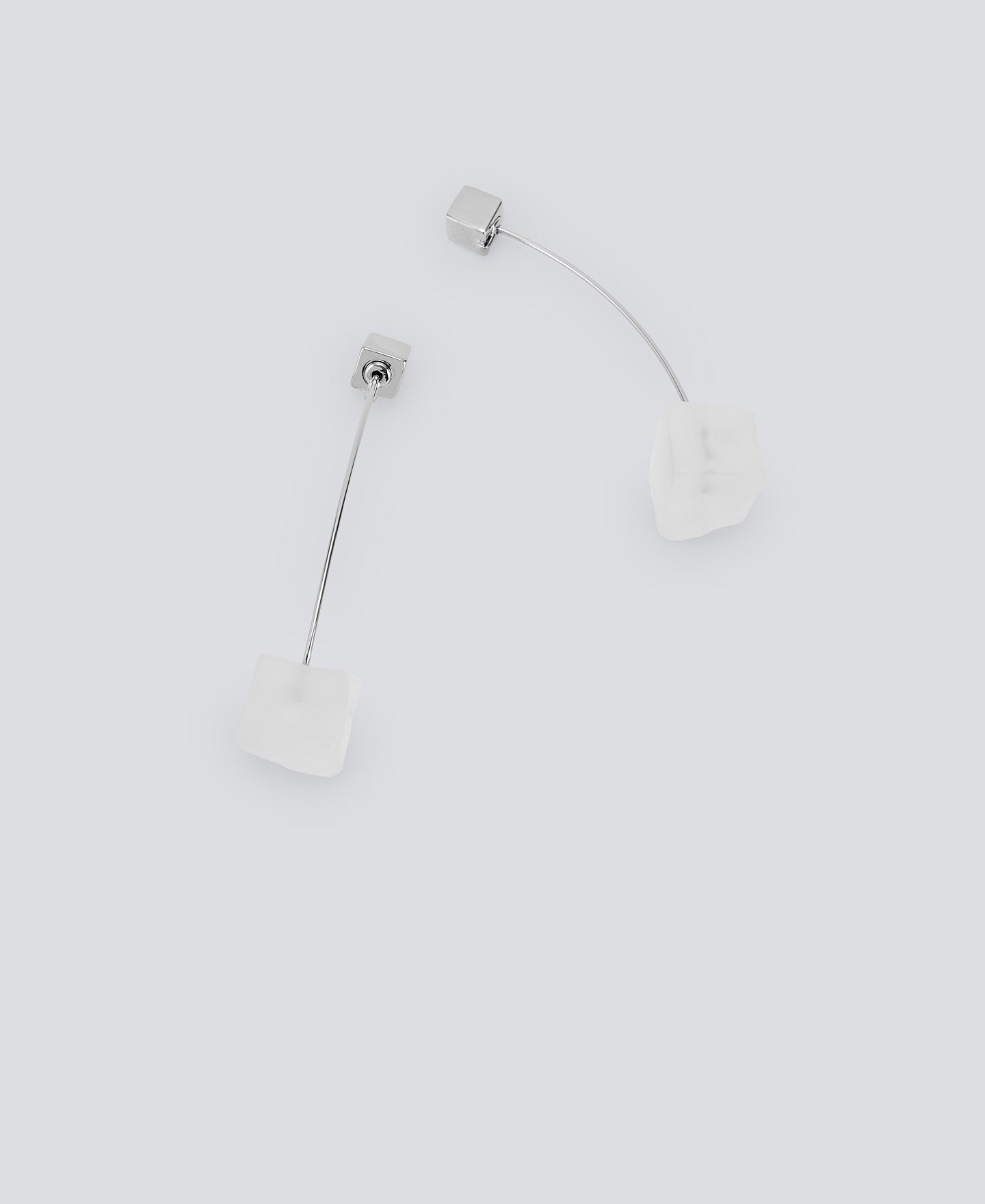 White Resin And Brass Earrings