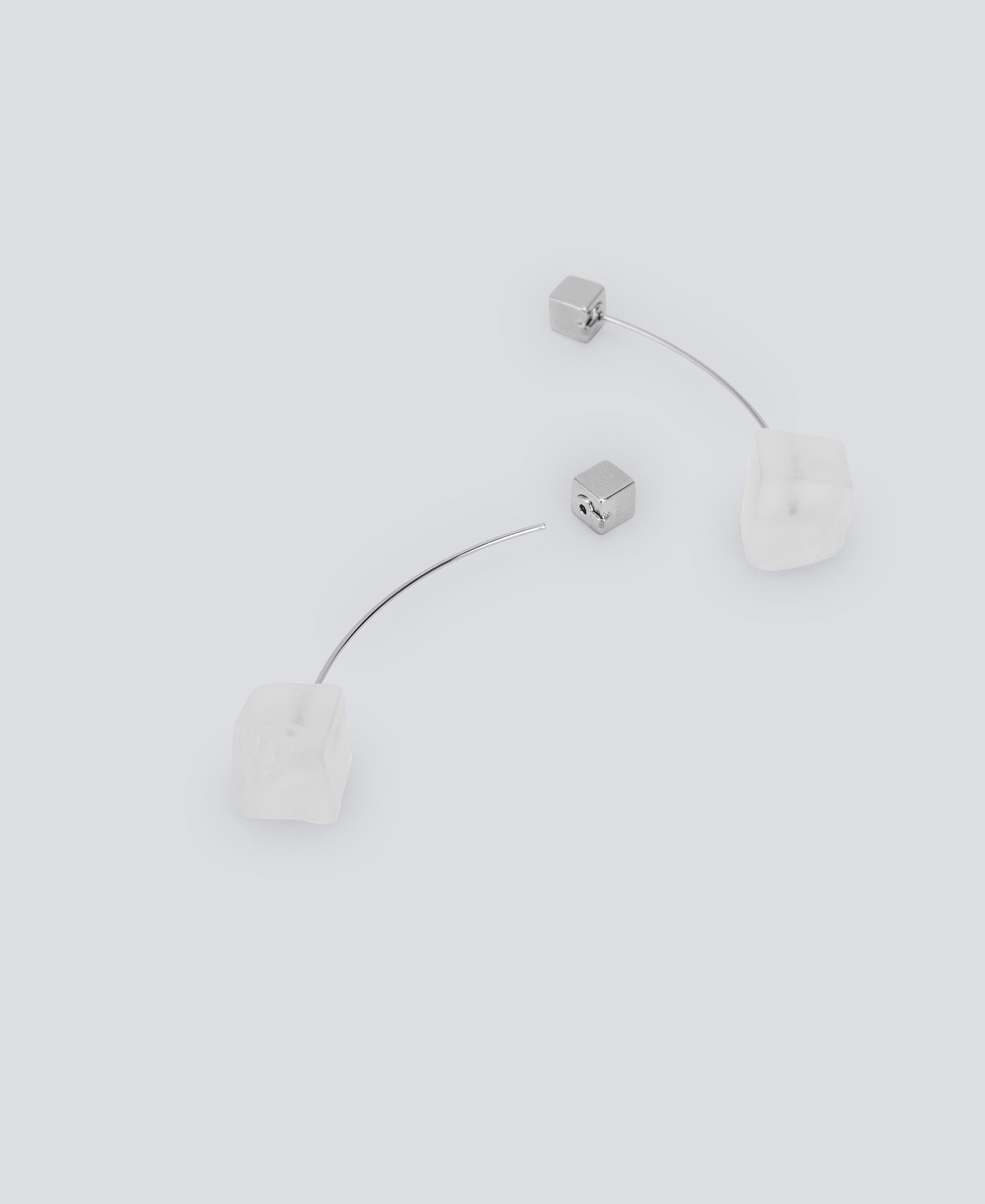 White Resin And Brass Earrings