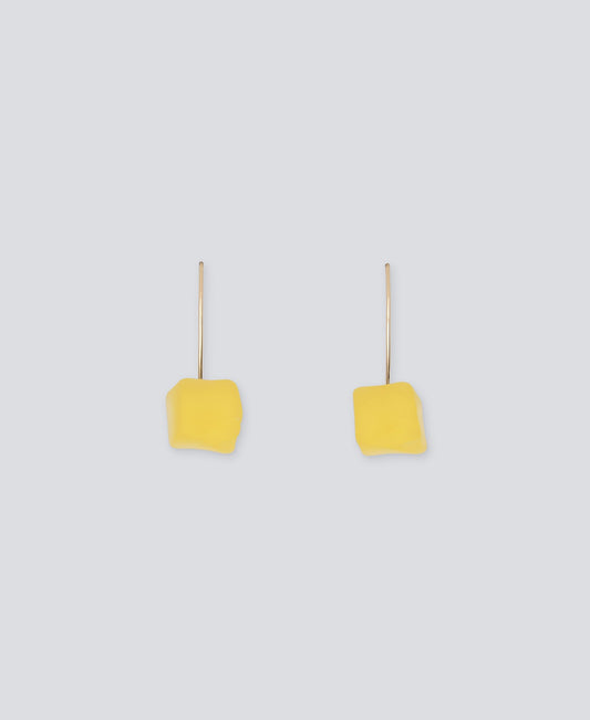 Light Yellow Resin And Brass Earrings