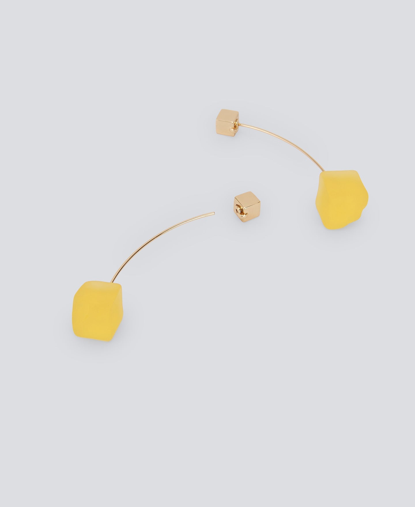Light Yellow Resin And Brass Earrings