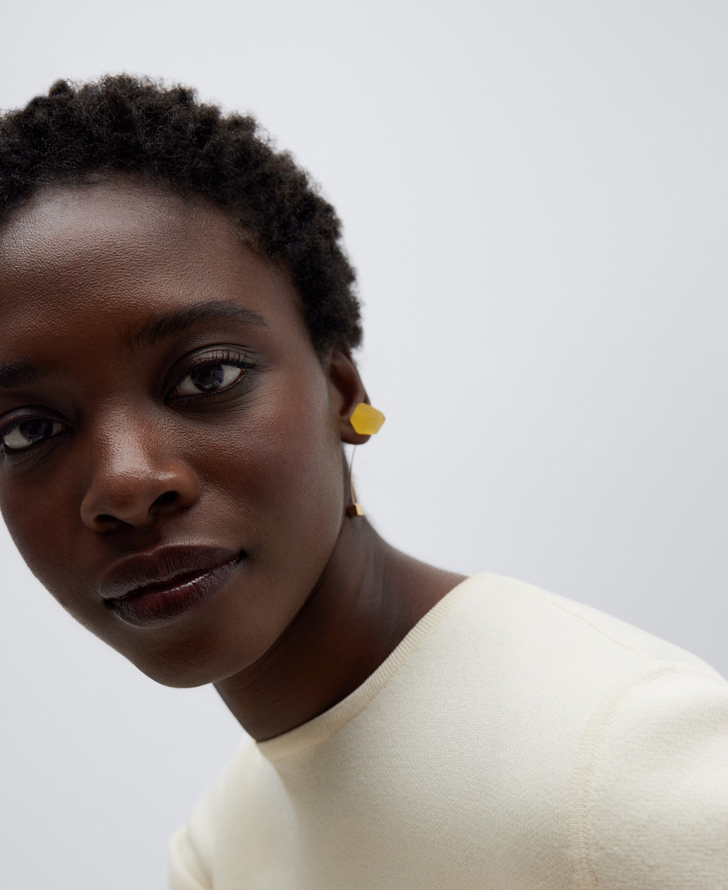 Light Yellow Resin And Brass Earrings