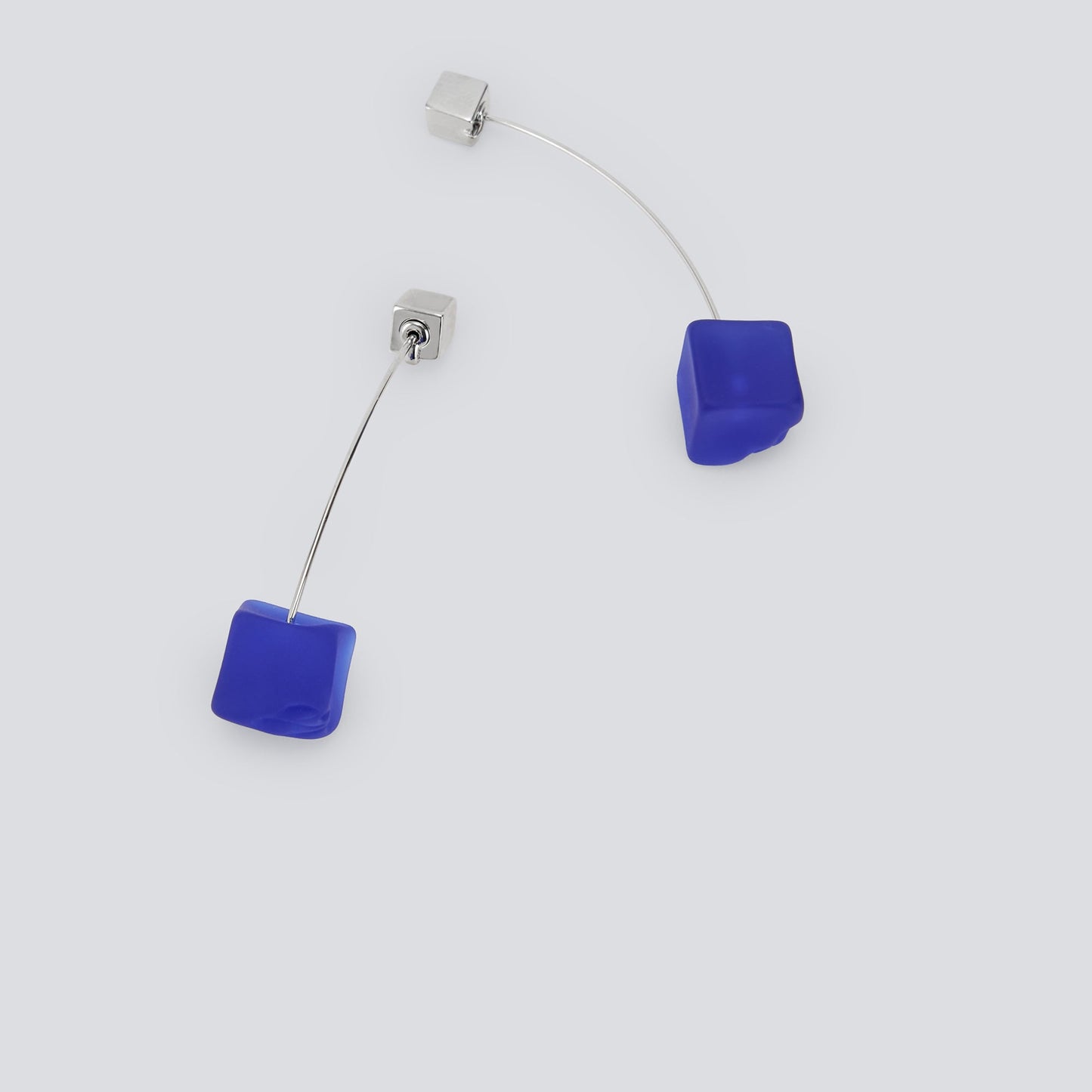 Ink Blue Resin And Brass Earrings