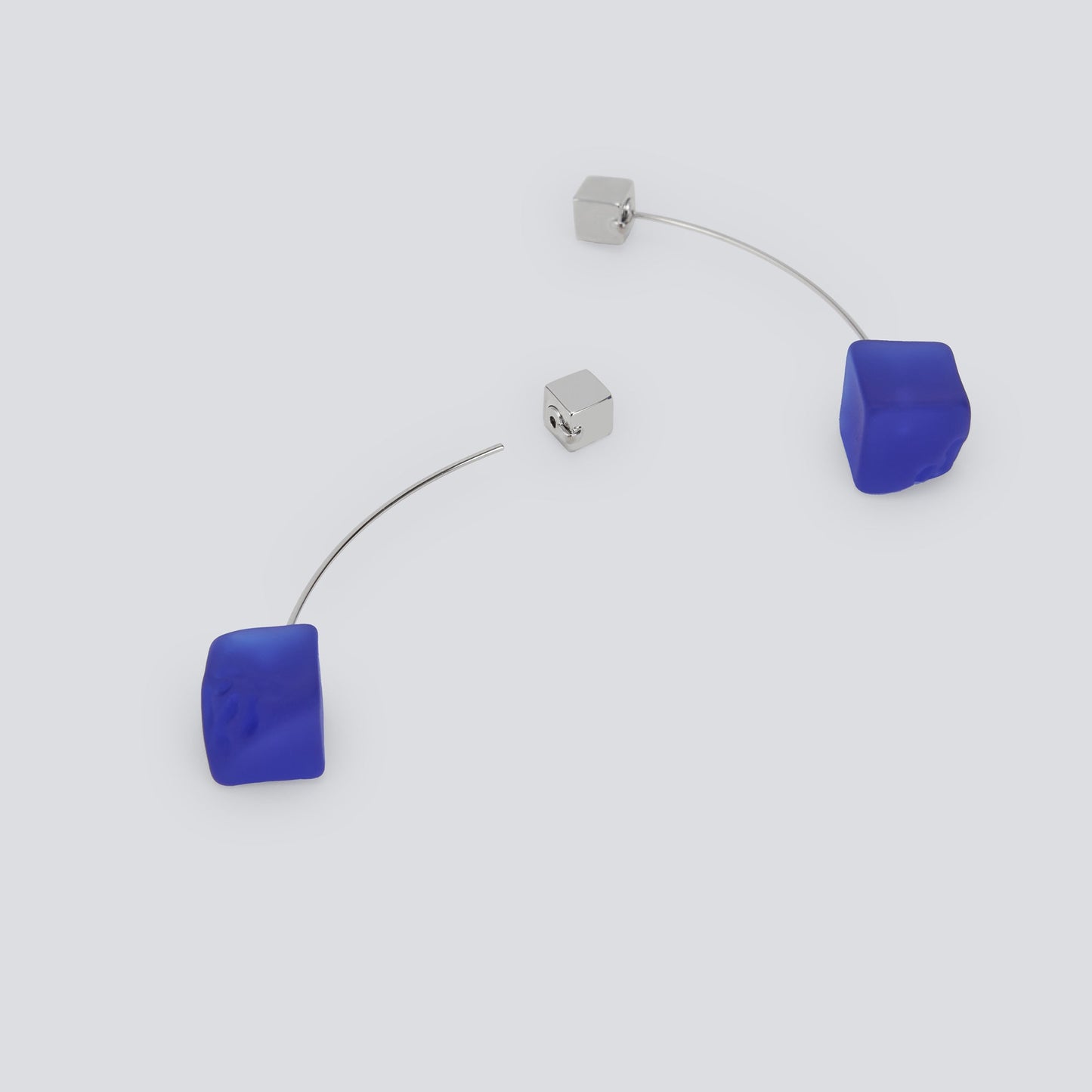 Ink Blue Resin And Brass Earrings