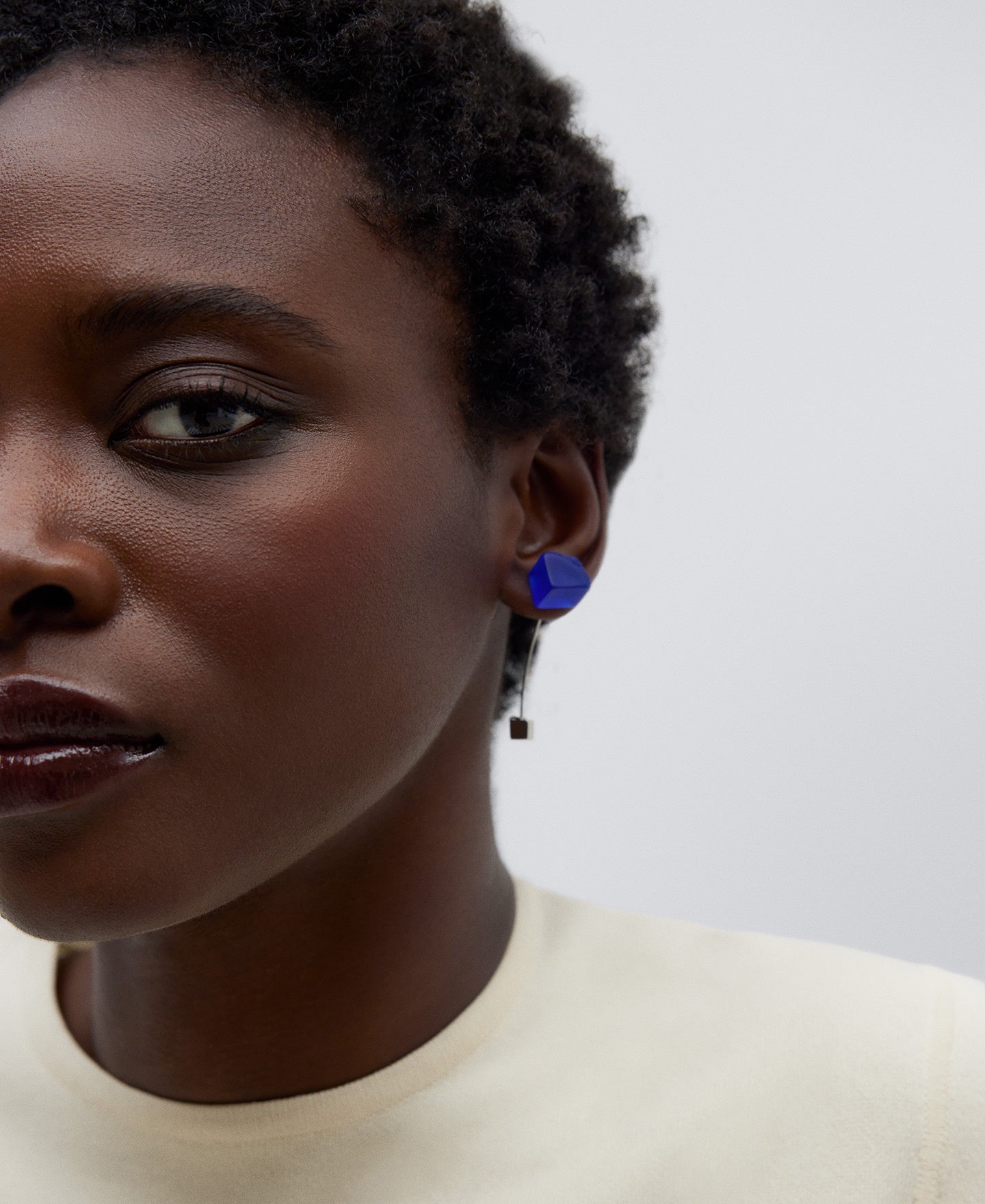 Ink Blue Resin And Brass Earrings
