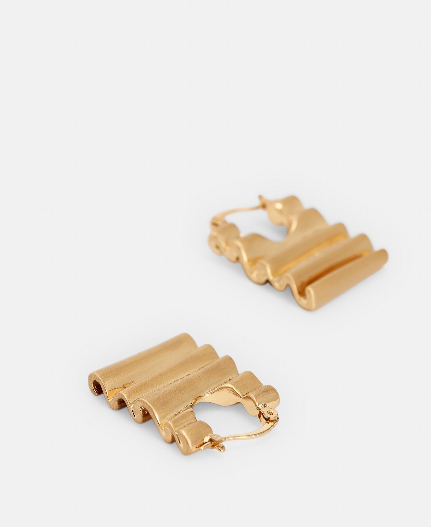 Gold Zinc Pleated Earrings