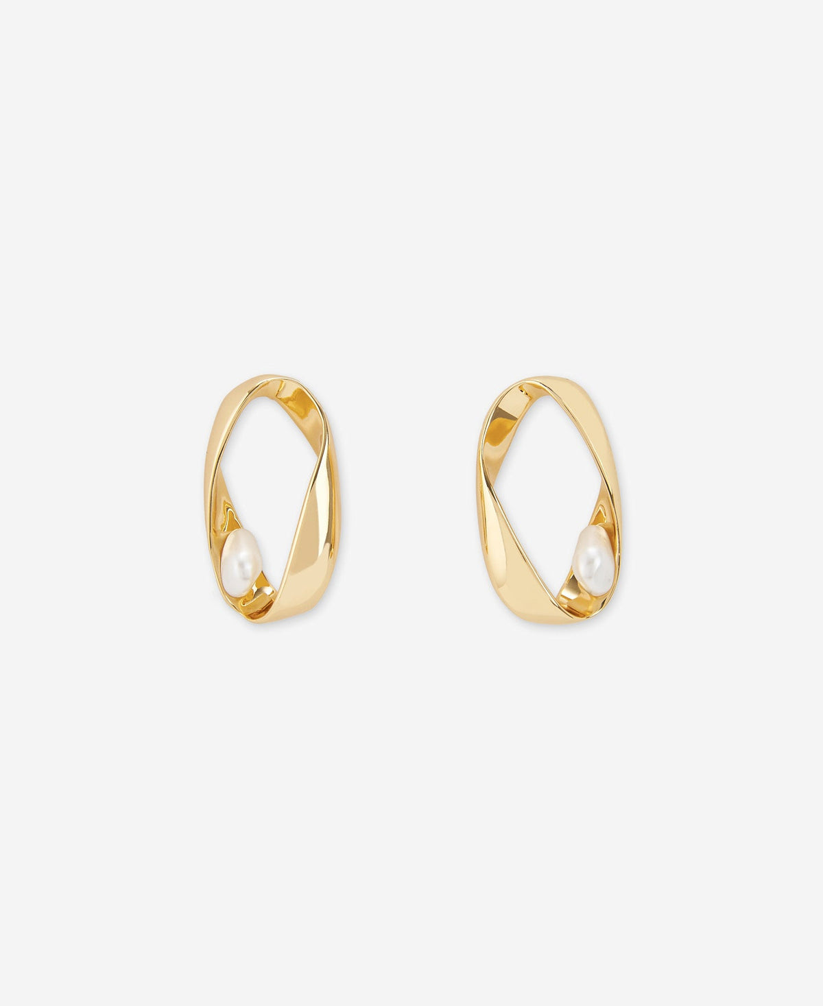 Gold Synthetic Pearl Twist Earring Woman