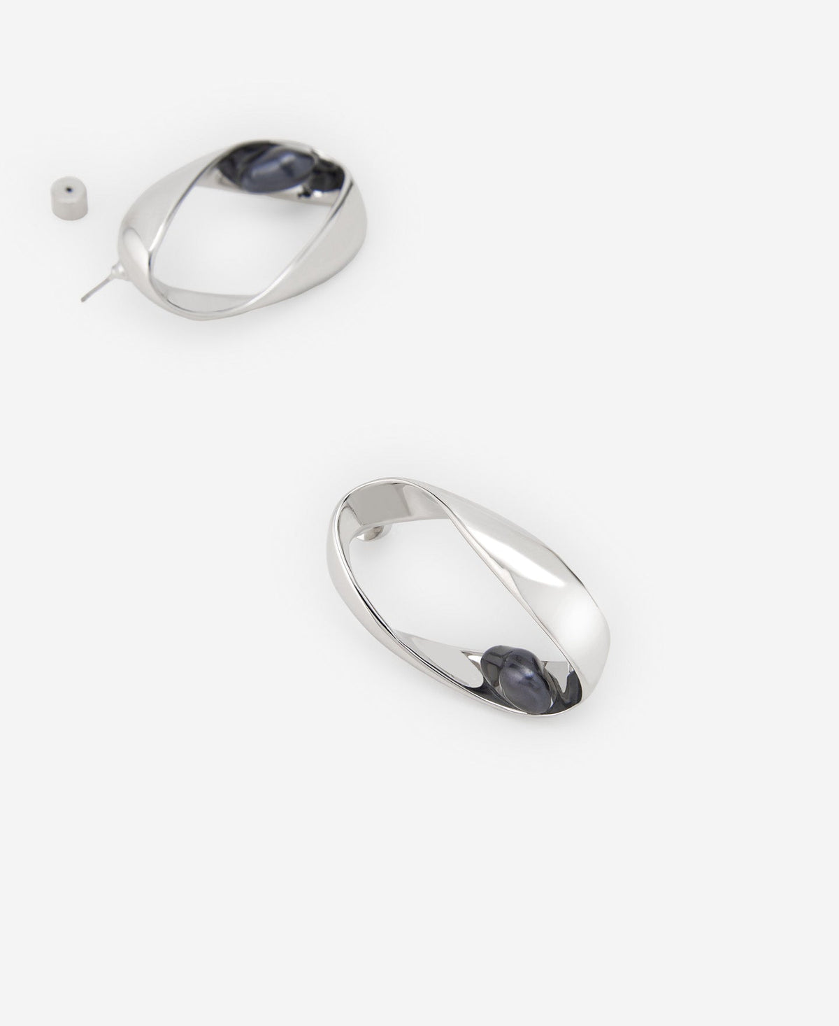 Silver Color Synthetic Pearl Twist Earring Woman