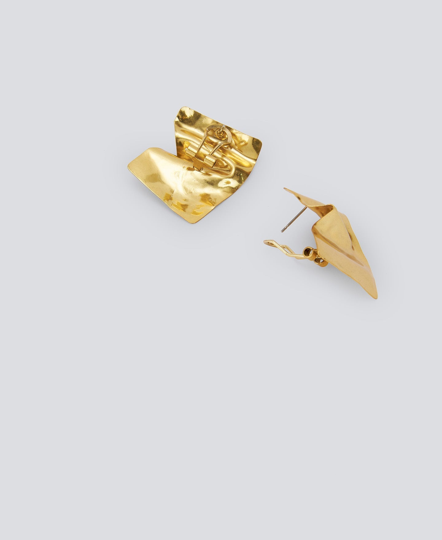 Gold Crumpled Paper Motif Earrings