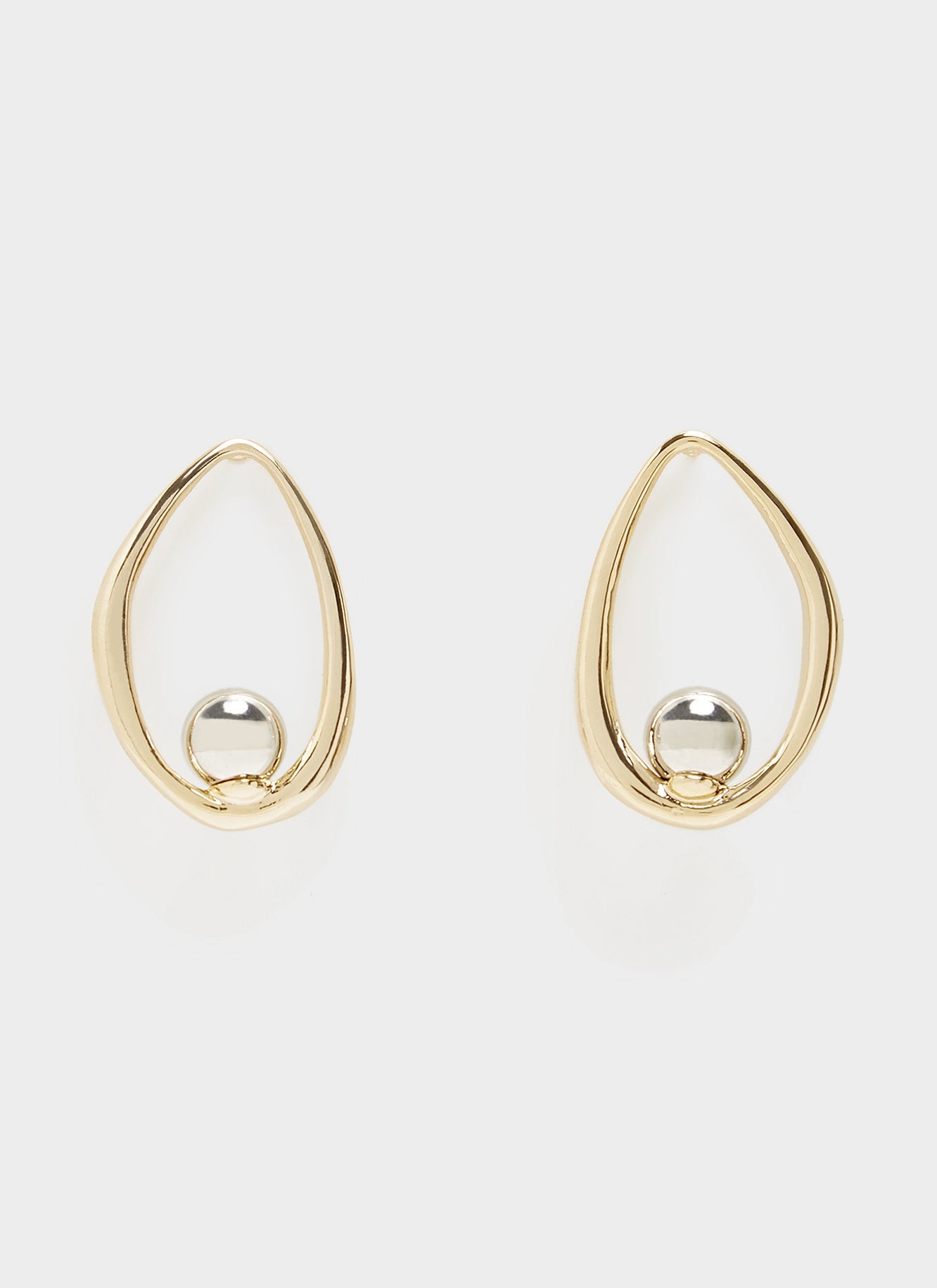 Gold/Silver Short Oval Silhouette Earrings