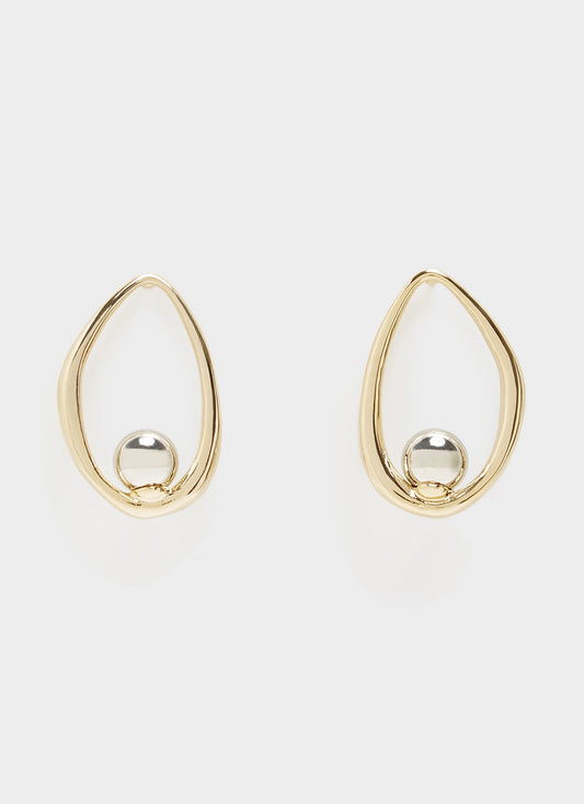 Gold/Silver Short Oval Silhouette Earrings