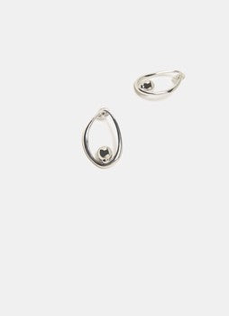 Silver Short Oval Silhouette Earrings