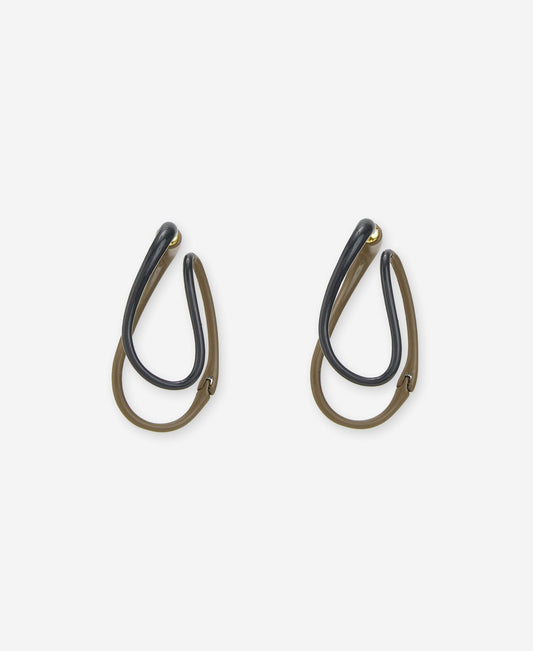 Grey/Brown Two-Colour Lacquered Earring