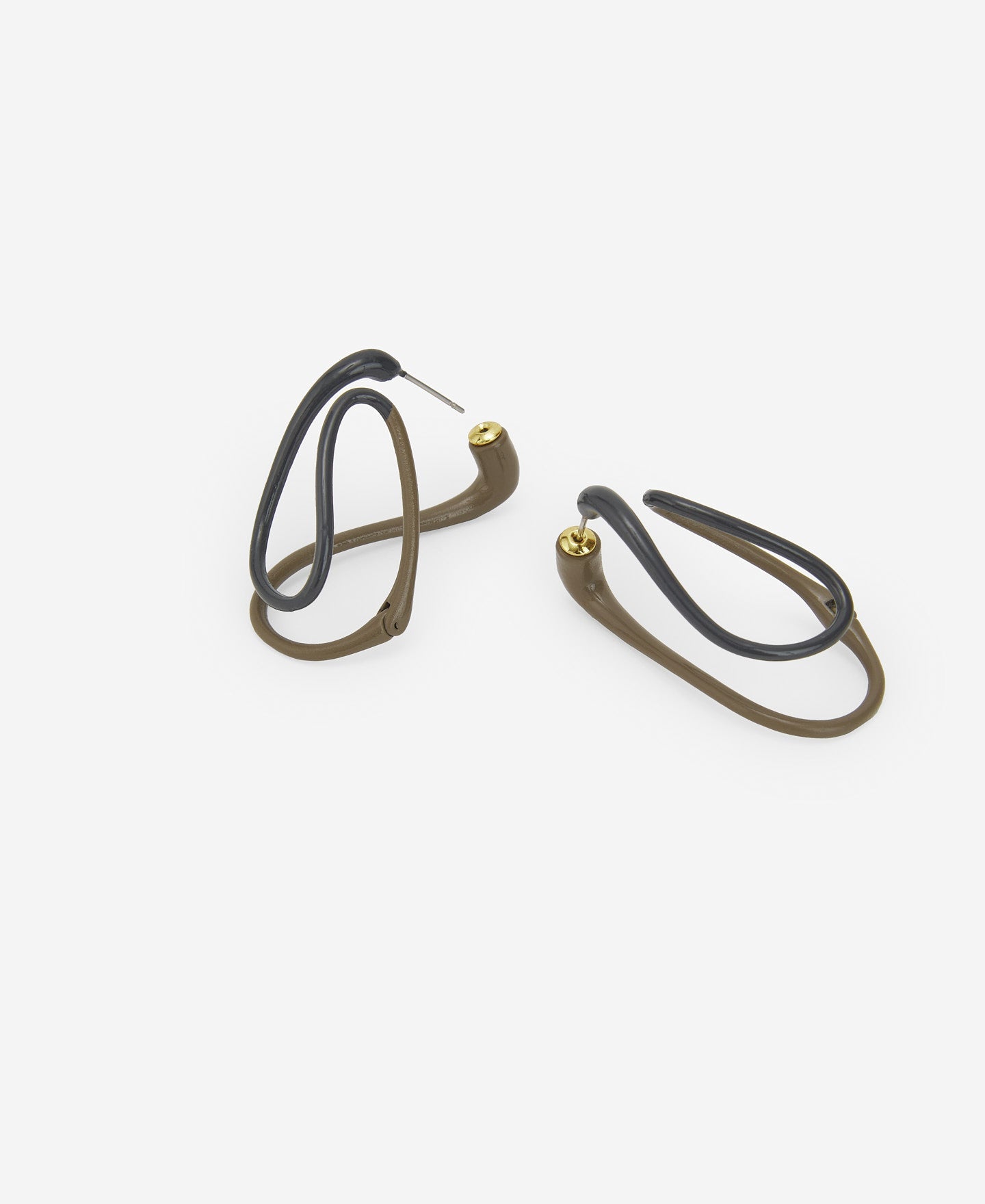 Grey/Brown Two-Colour Lacquered Earring