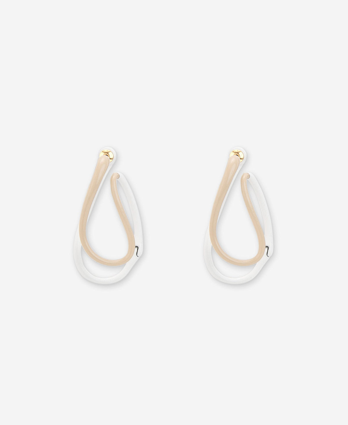 Beige/White Two-Colour Lacquered Earring