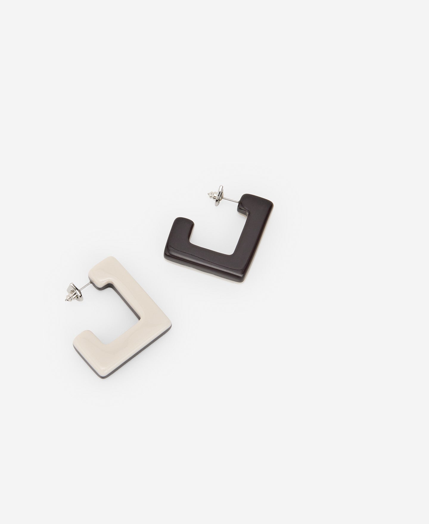 Grey/Brown Two-Coloured Square Earring For Women