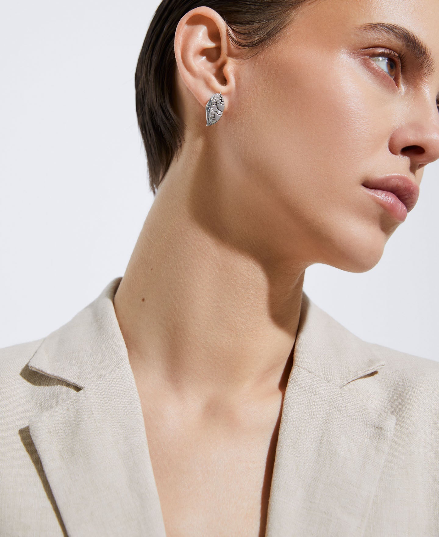 Silver Zinc Leaf Earrings