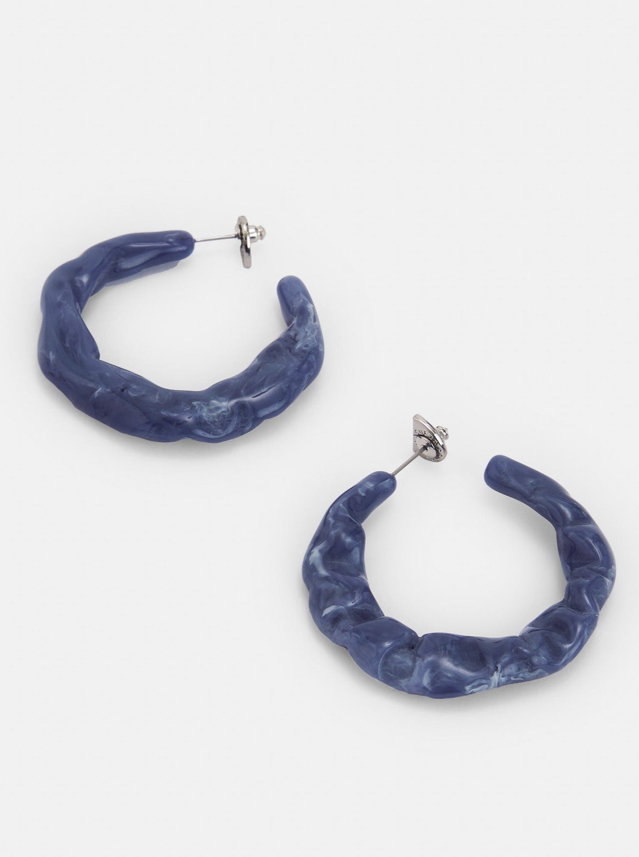 Blue Resin Hoop Earrings