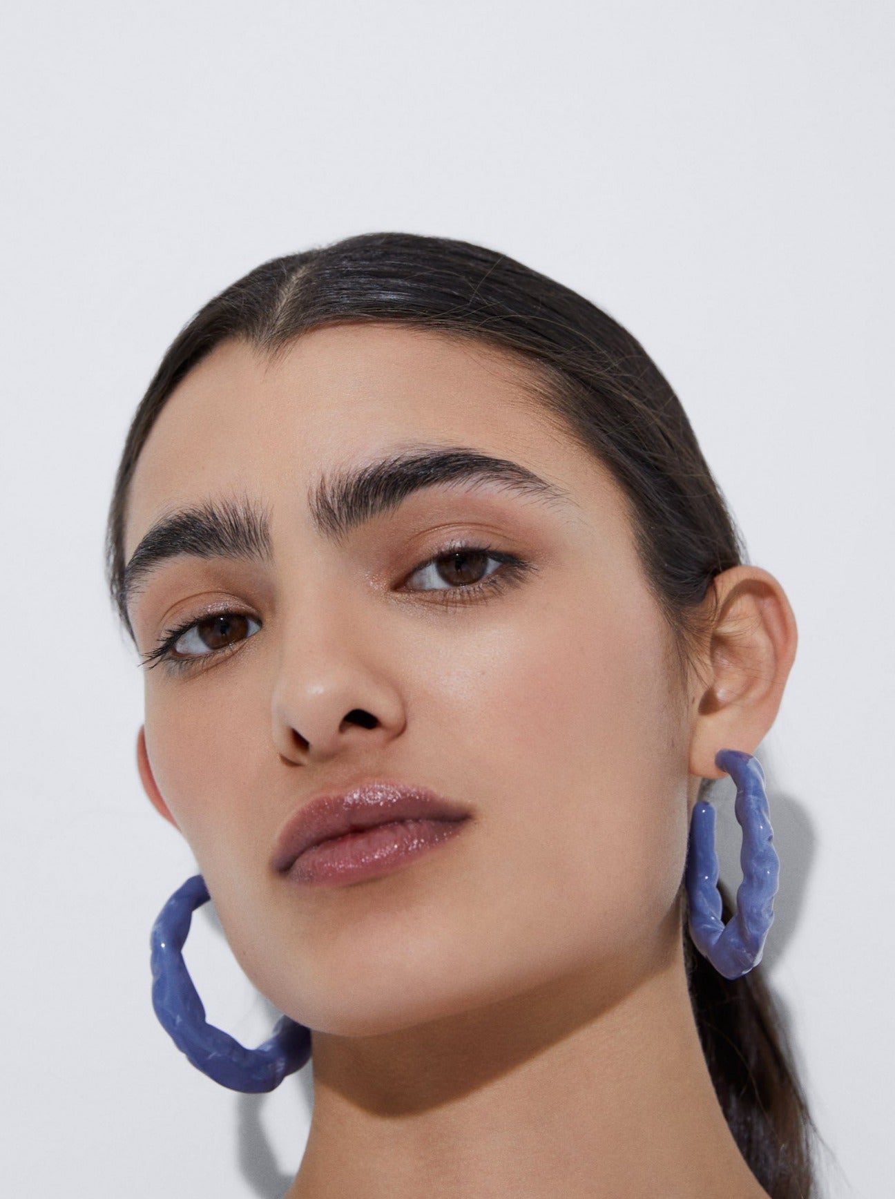 Blue Resin Hoop Earrings
