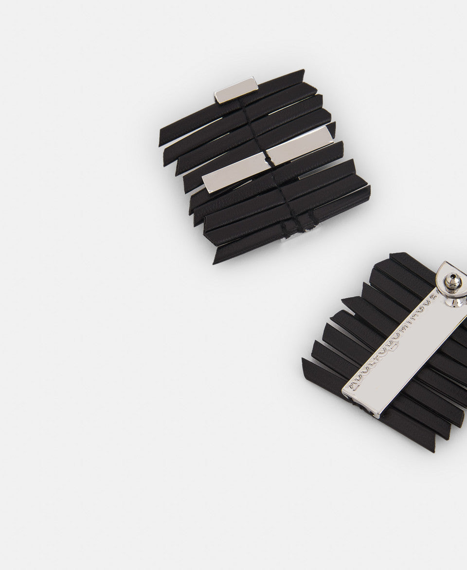 Black Earrings Leather Look