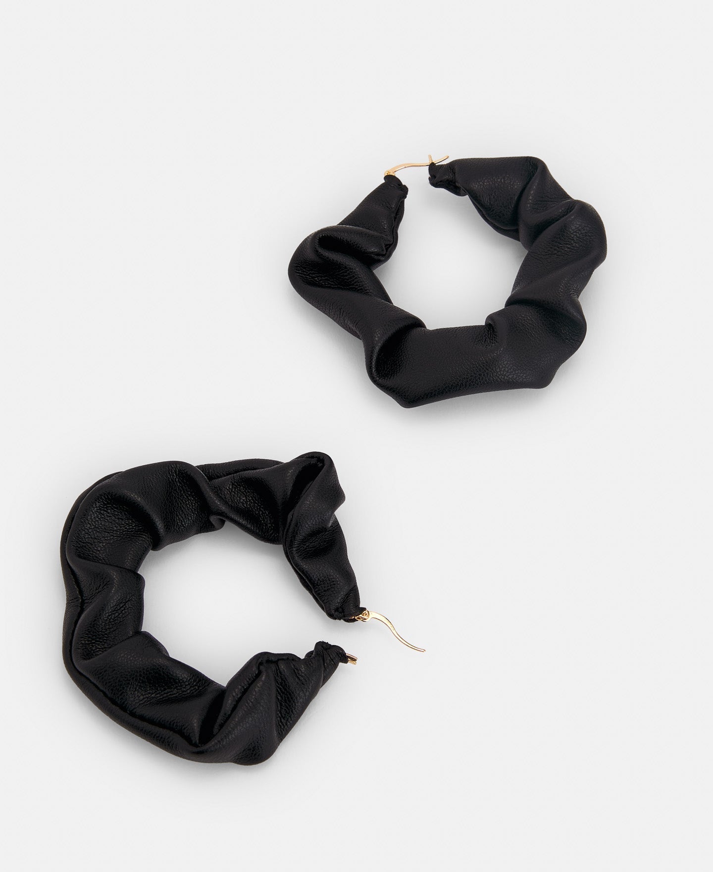 Black Leather Look Hoop Earrings